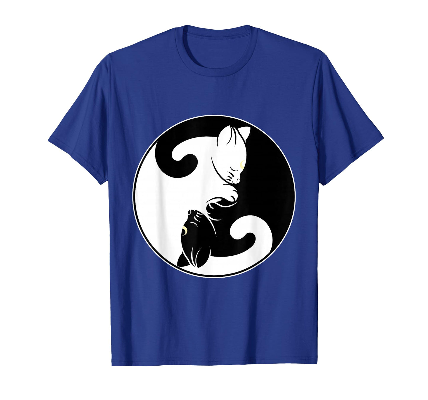 Kawaii Yin Yang Black Cat with Moon Crescent Head Manga Neko T-Shirt