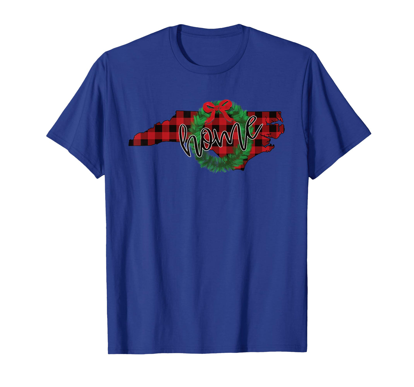 North Carolina Buffalo Plaid Christmas Home Wreath Retro T-Shirt