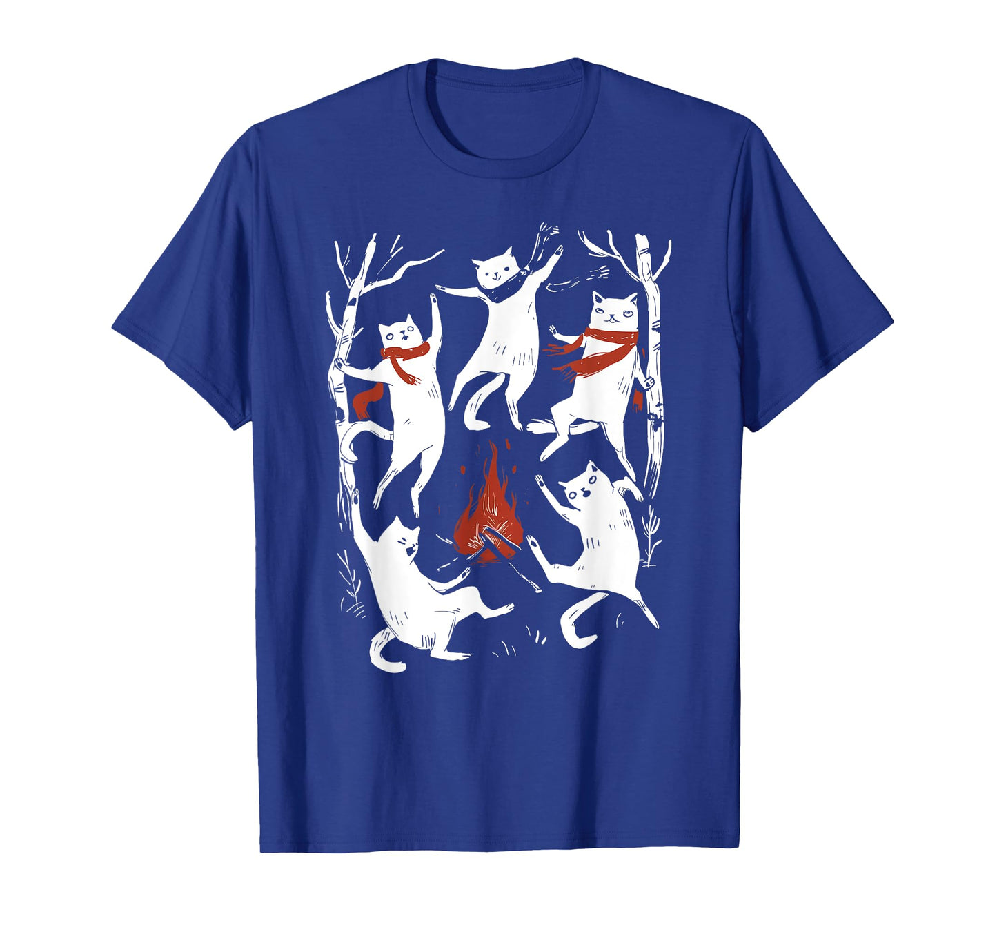 Funny Campfire Dancing Cat Wizard Weird Witchy Halloween T-Shirt