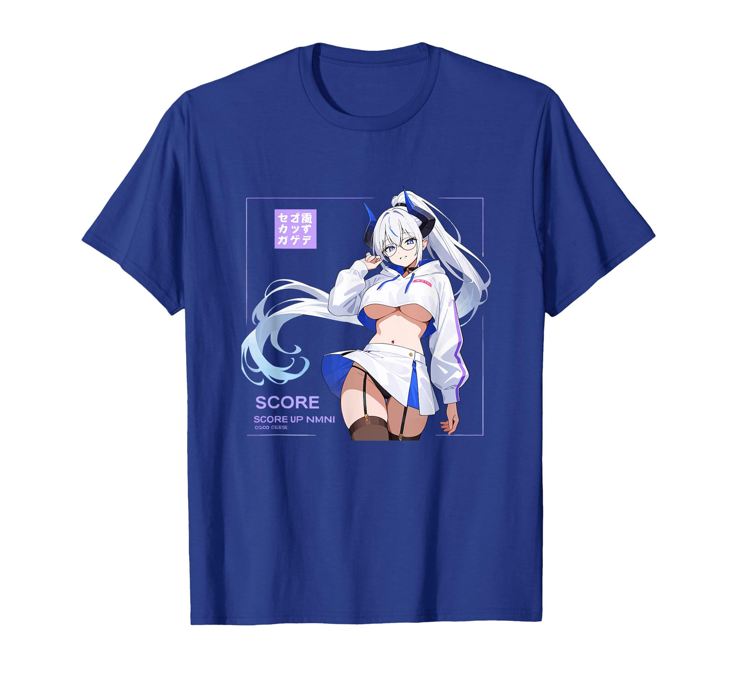 Waifu Sexy Anime Girl Horns Glasses Skirt Japanese Manga T-Shirt