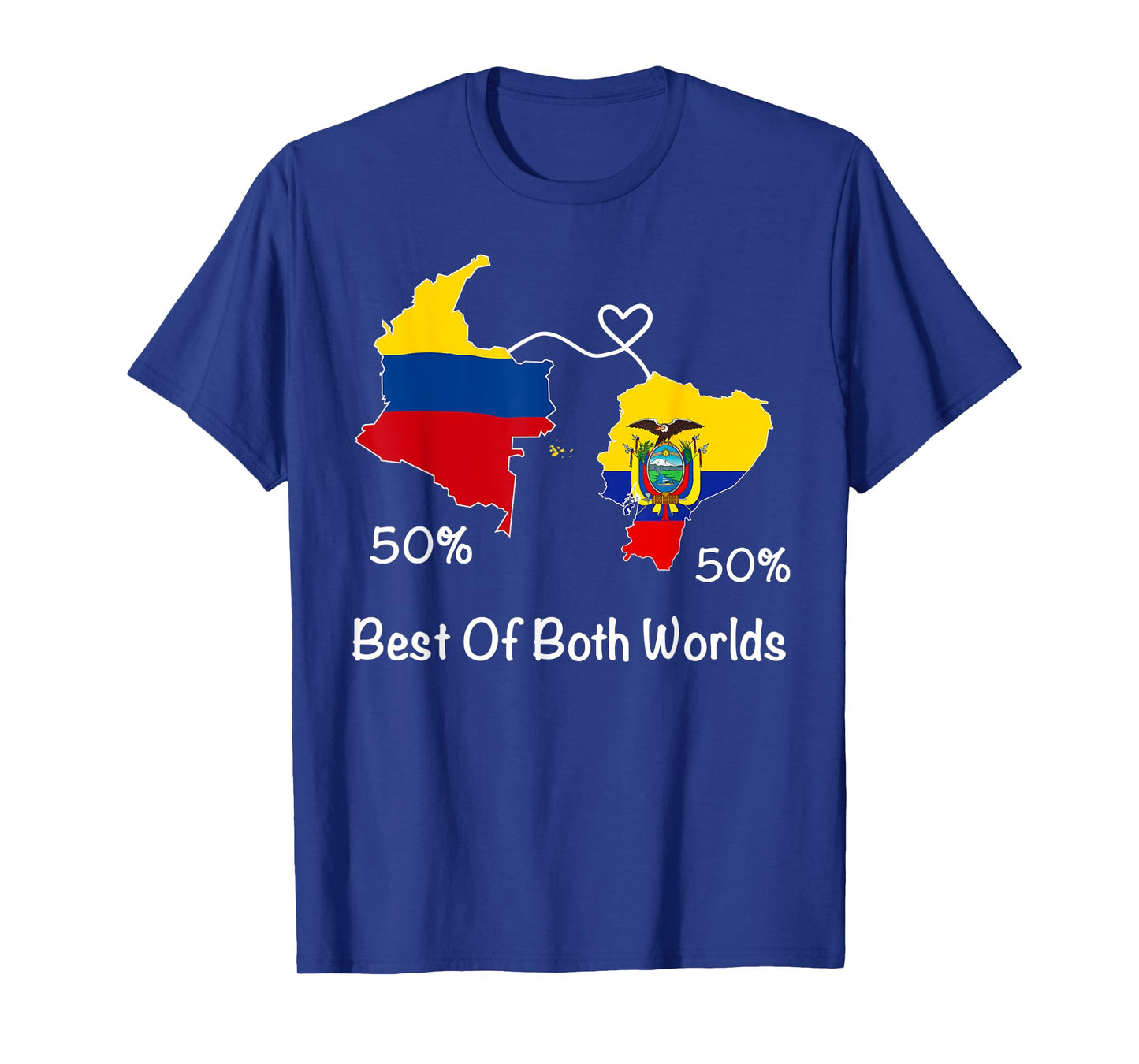 Half Colombian Half ecuadorian Flag Map Ecuador Colombia T-Shirt