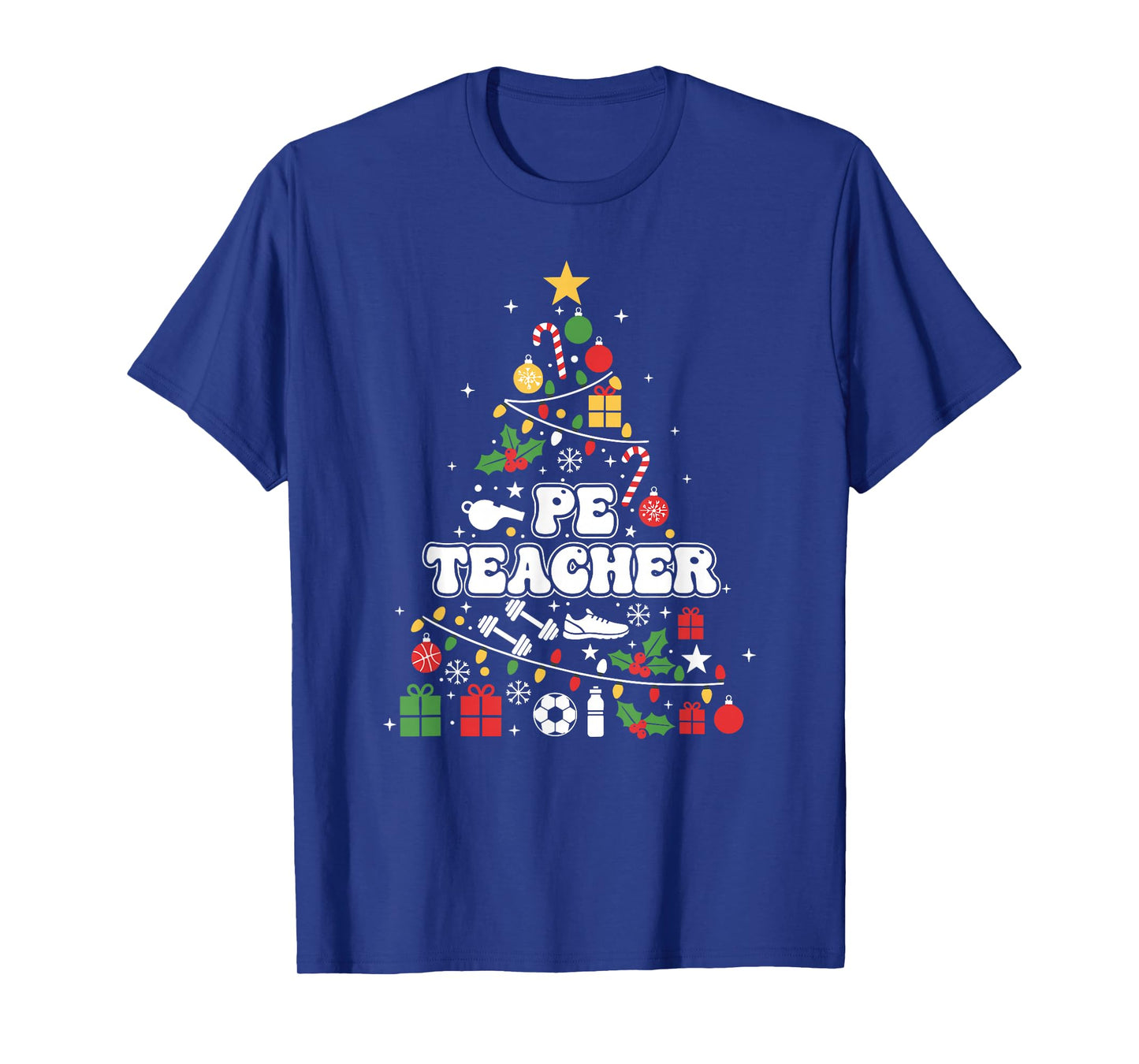 PE Physical Education Teacher Christmas Tree Womens Mens T-Shirt