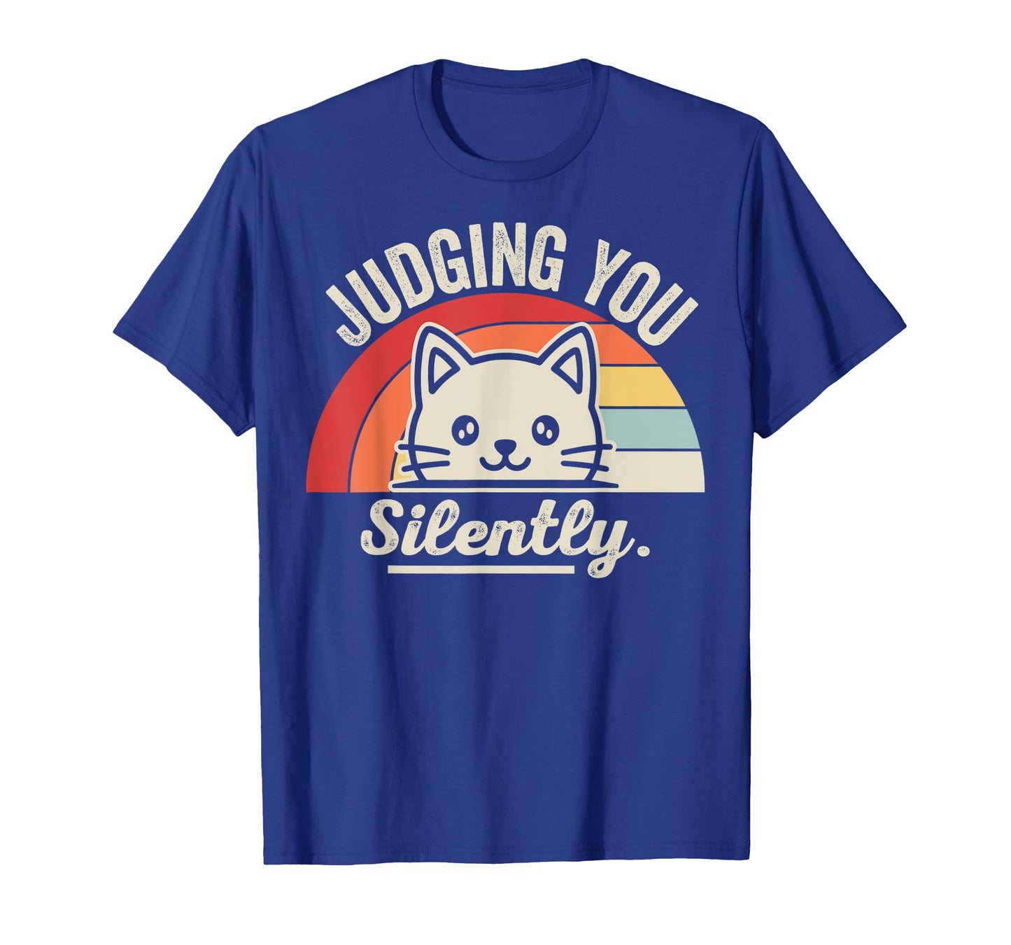 Judging You Silently Cat Retro Rainbow T-Shirt