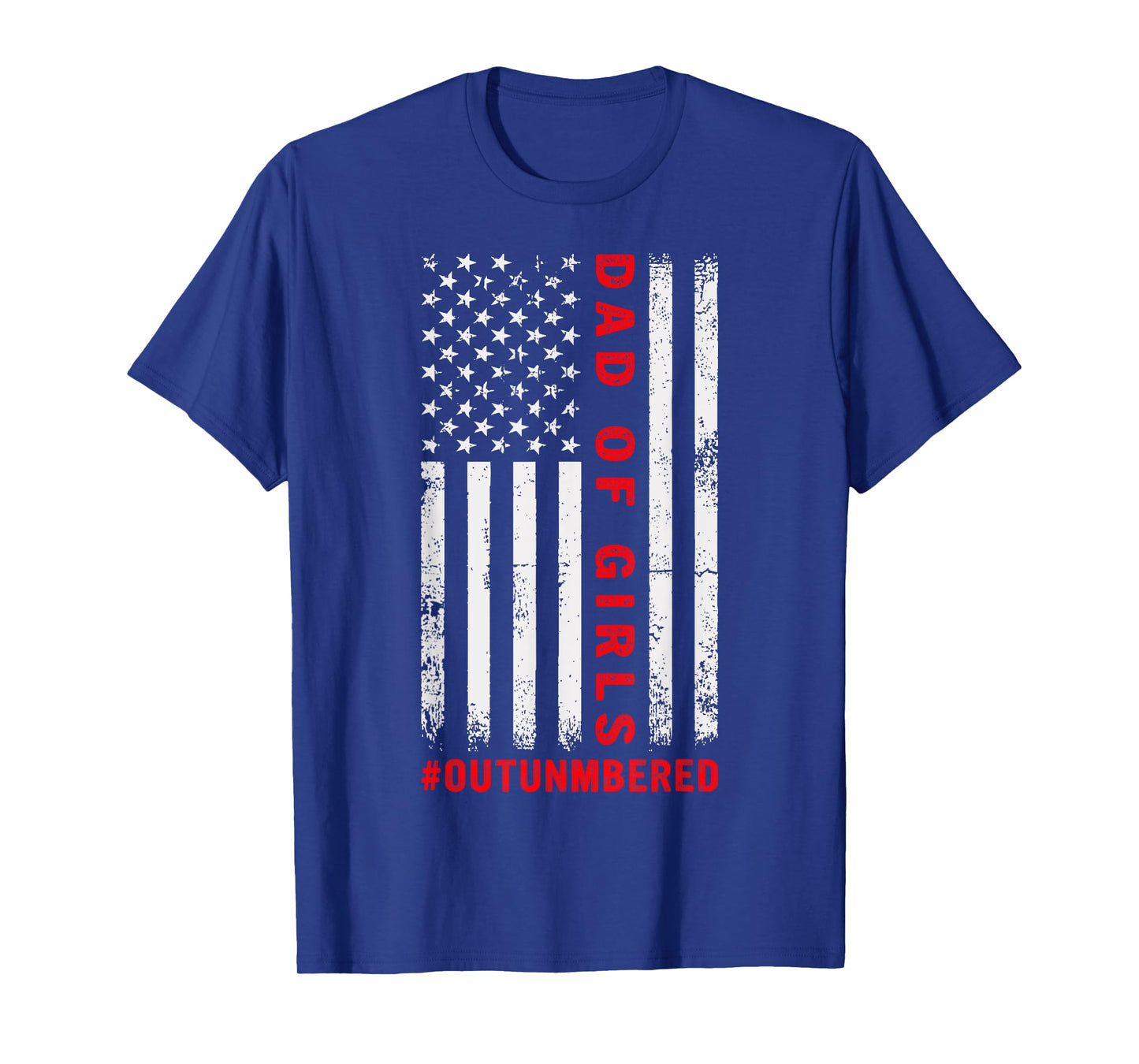 Mens Dad Of Girls Outnumbered Vintage American Flag 4th Of July T-Shirt