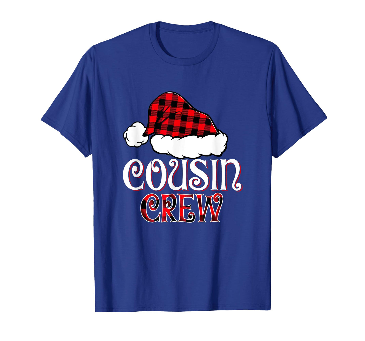 Christmas Cousin Crew Buffalo red Plaid Santa Hat Pajamas PJ T-Shirt