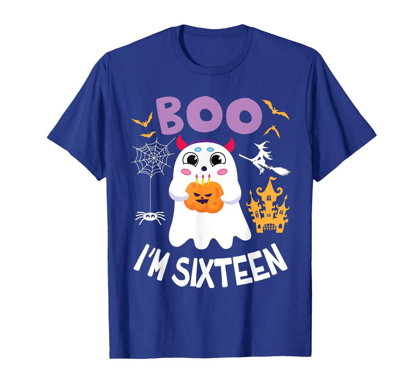 Ghost Hold Pumpkin Birthday Candles BOO I'm Sixteen Years T-Shirt