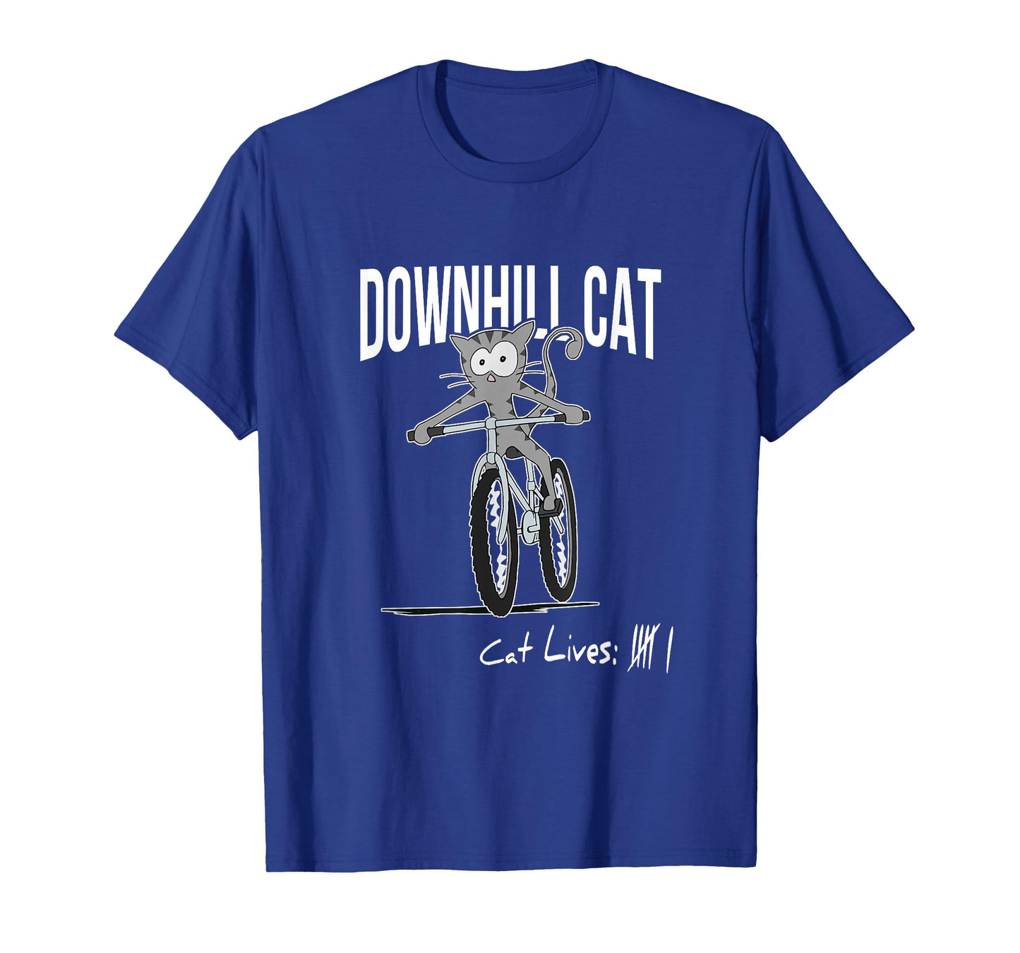 Funny Counting Cat Lives Cyclist Downhill Cat MTB Biking T-Shirt