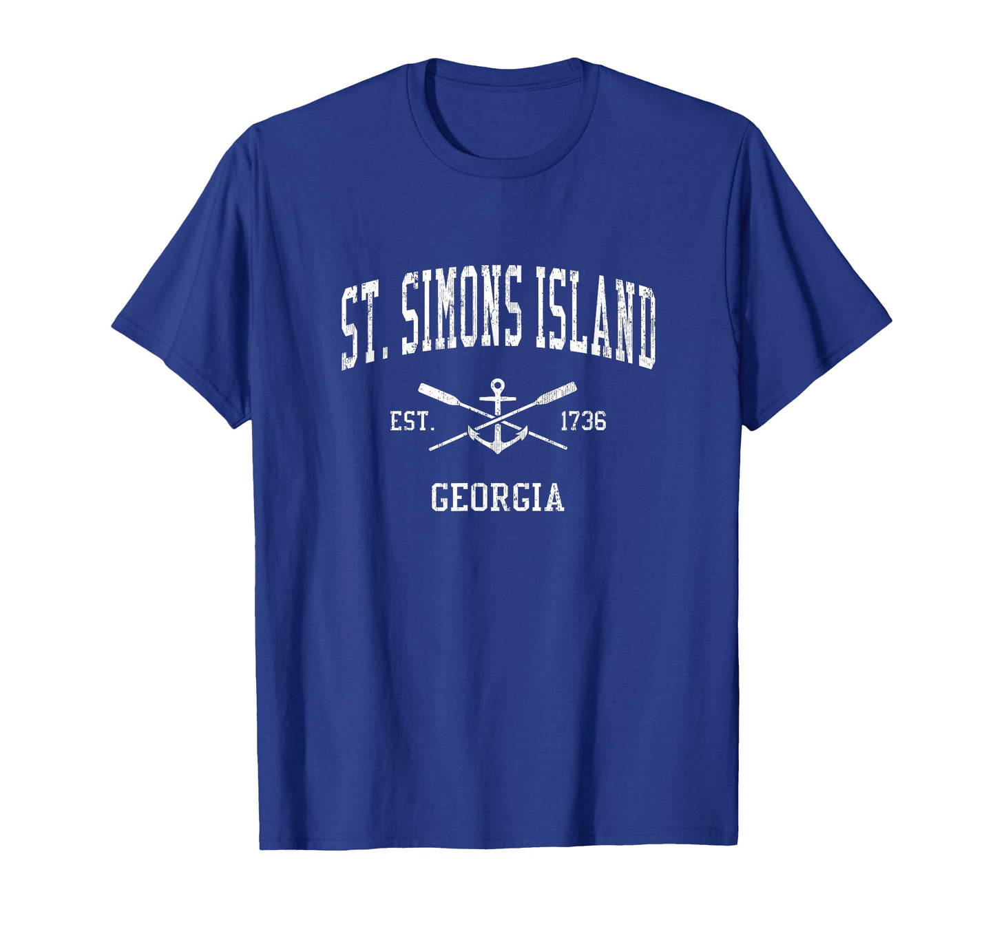 St. Simons Island GA Vintage Crossed Oars & Boat Anchor Spor T-Shirt