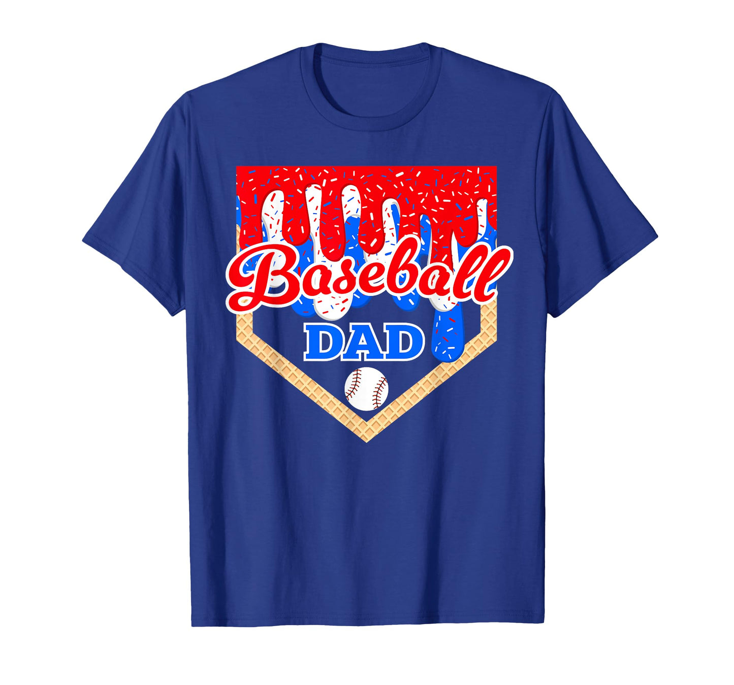 Baseball Dad Ice Cream Drip Home Plate Cool Fathers Day T-Shirt
