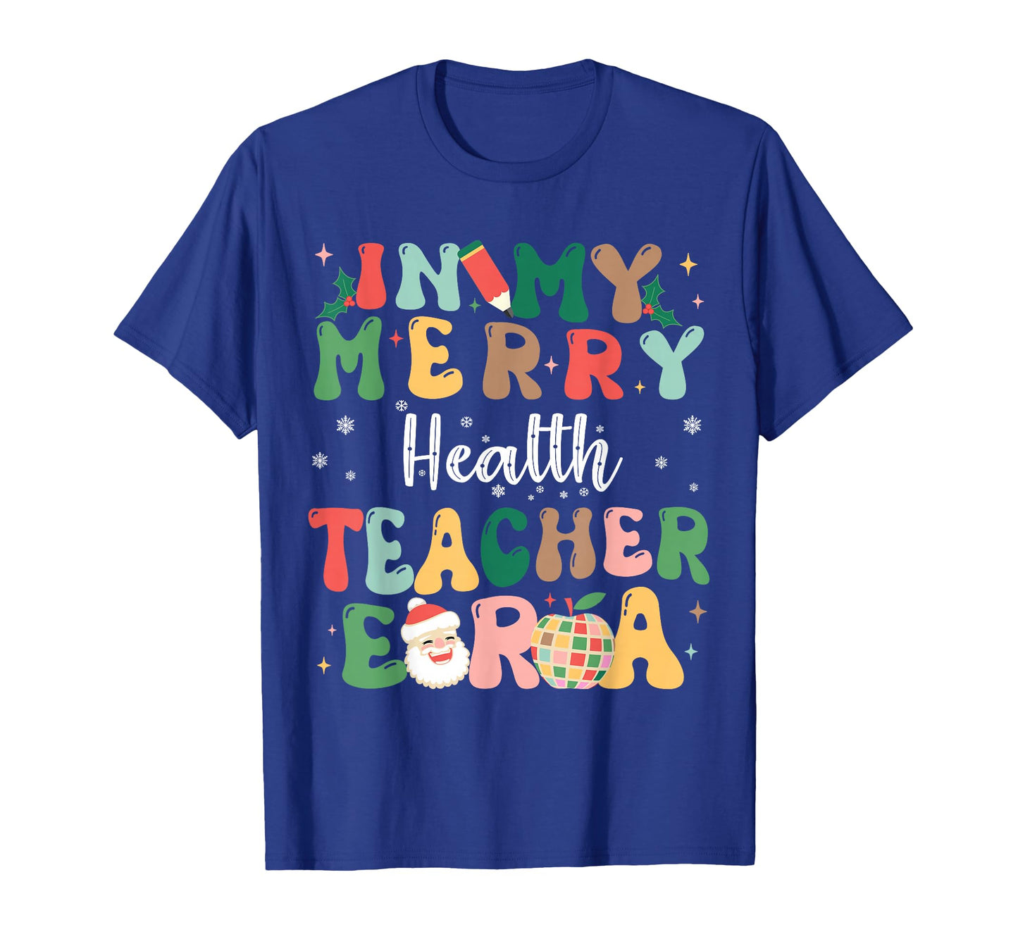 In My Merry Health Teacher Era Retro Christmas T-Shirt