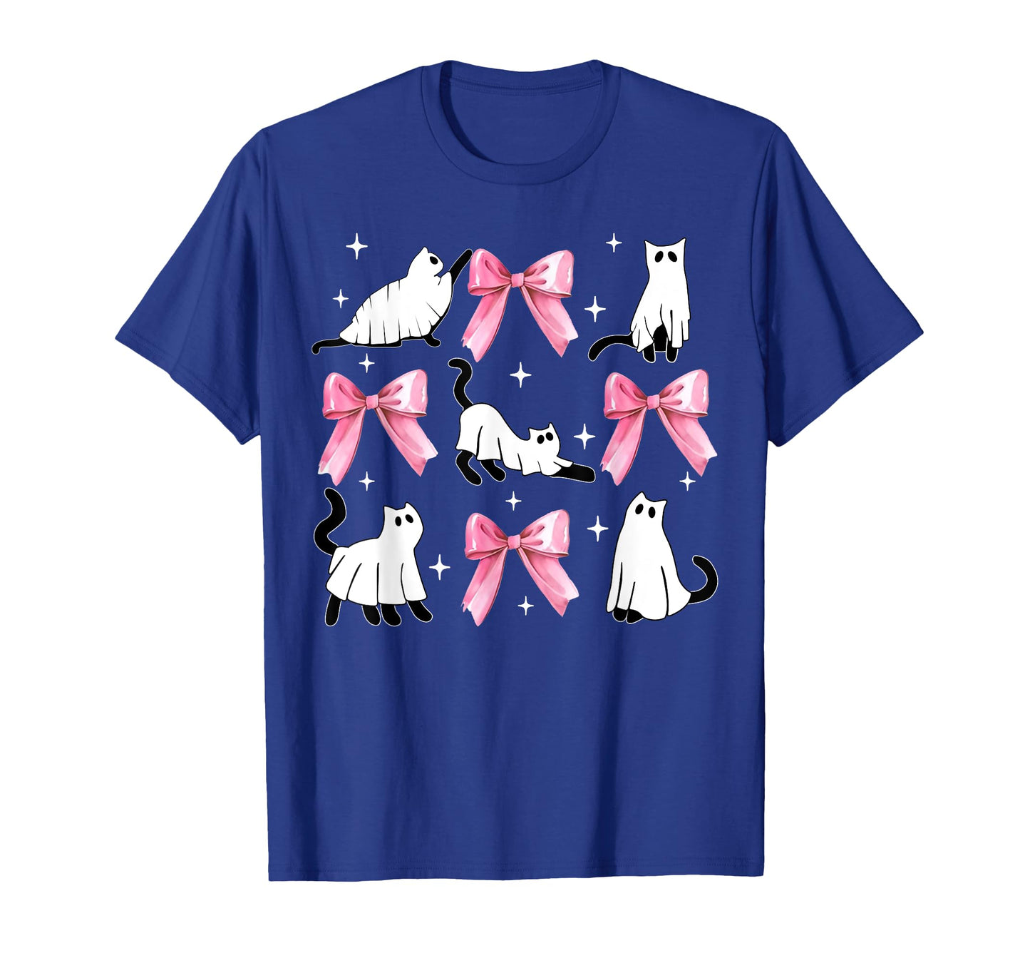 Ghost Cat Boo Costume Cute Pink Bow Coquette Kitty Halloween T-Shirt for Men Women Kids