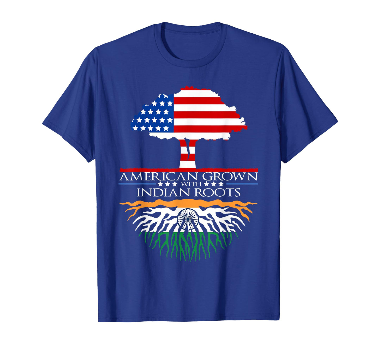 Indian Roots American Grown Tree Flag USA India Asian T-Shirt