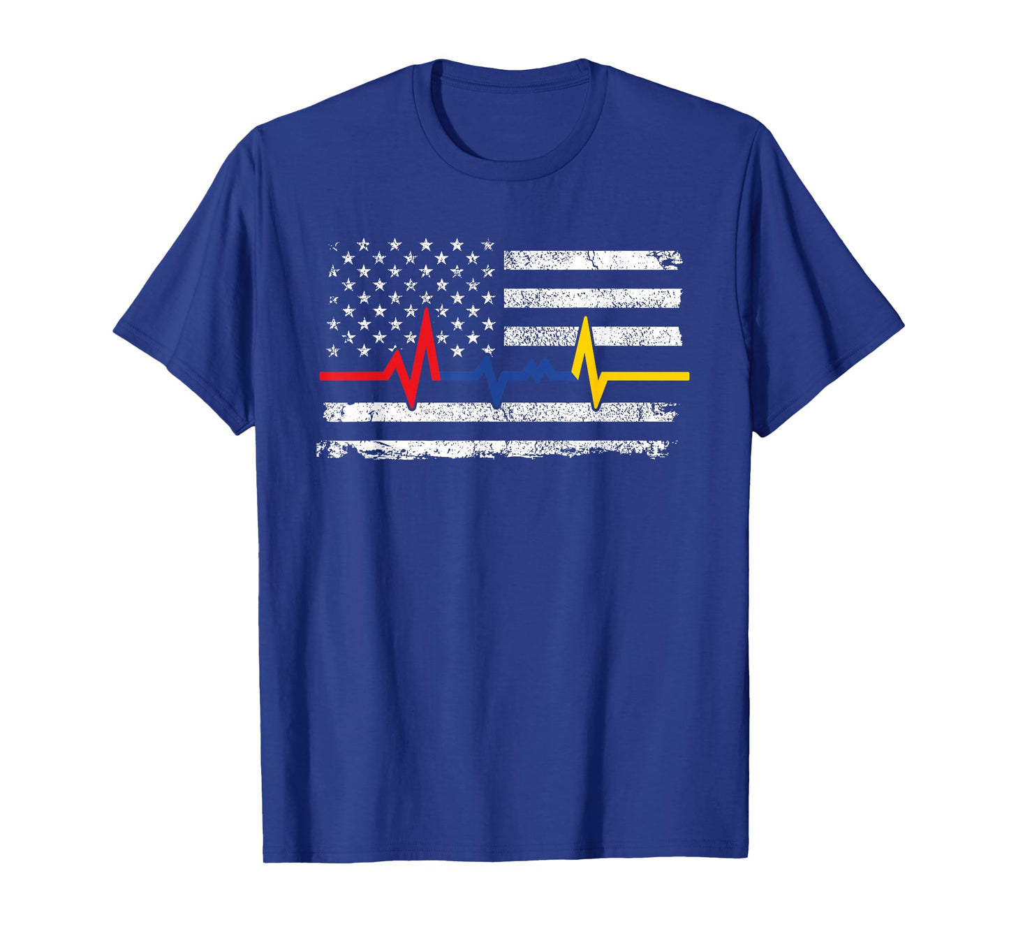 Thin Blue Red and Gold Line American Flag T-Shirt