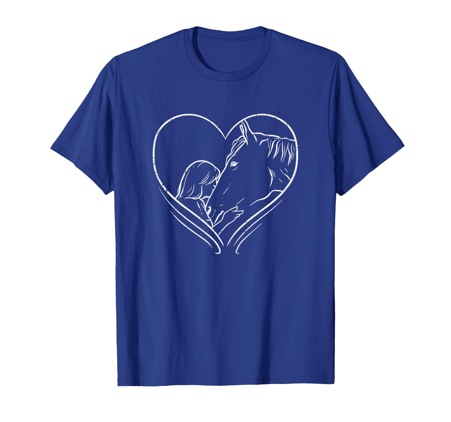 Heart Girl Kissing Horse Riding Rider Equestrian Girls Women T-Shirt