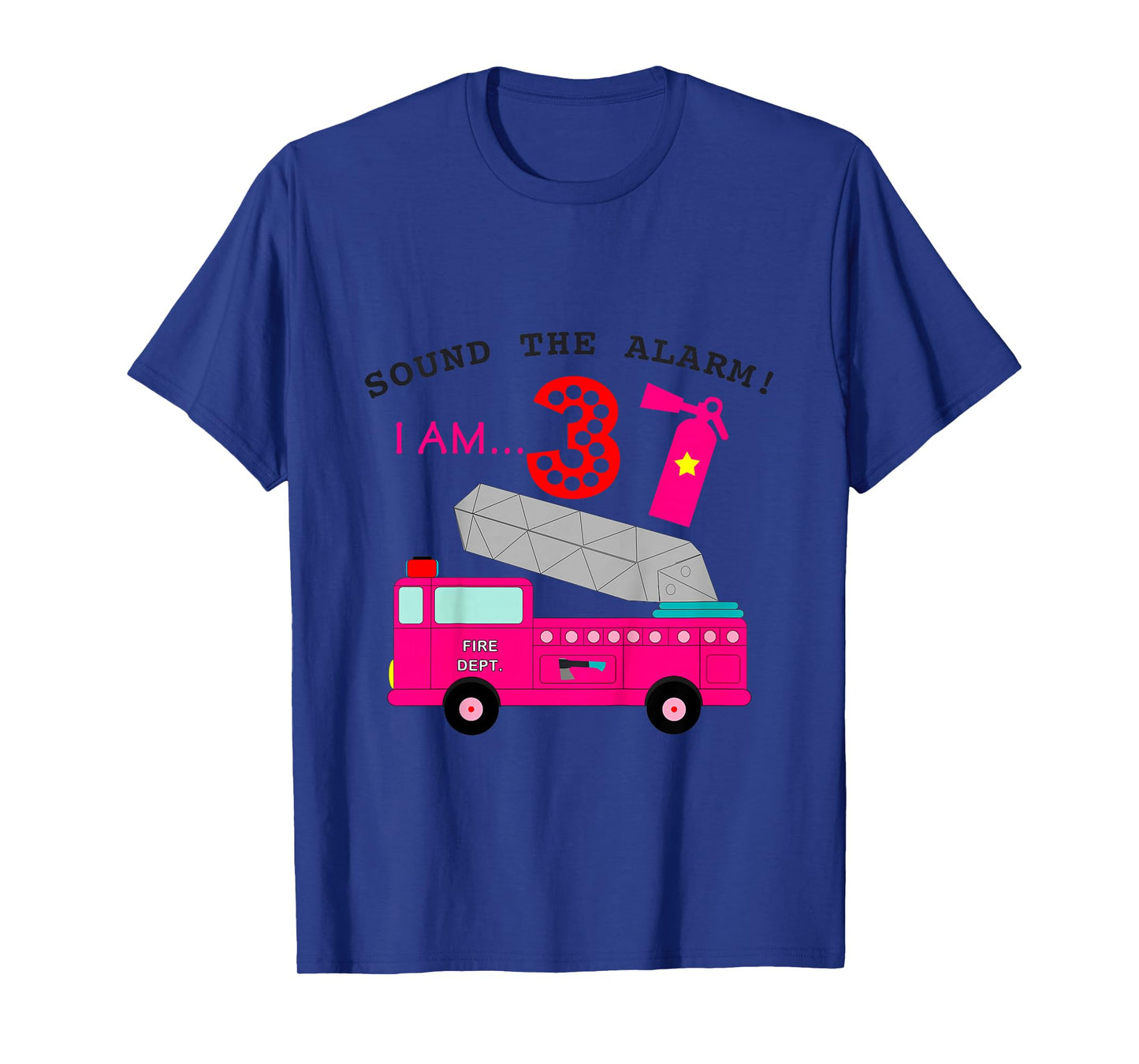 Birthday Girls 3 Pink Fire Truck Three Year Old Third Party T-Shirt