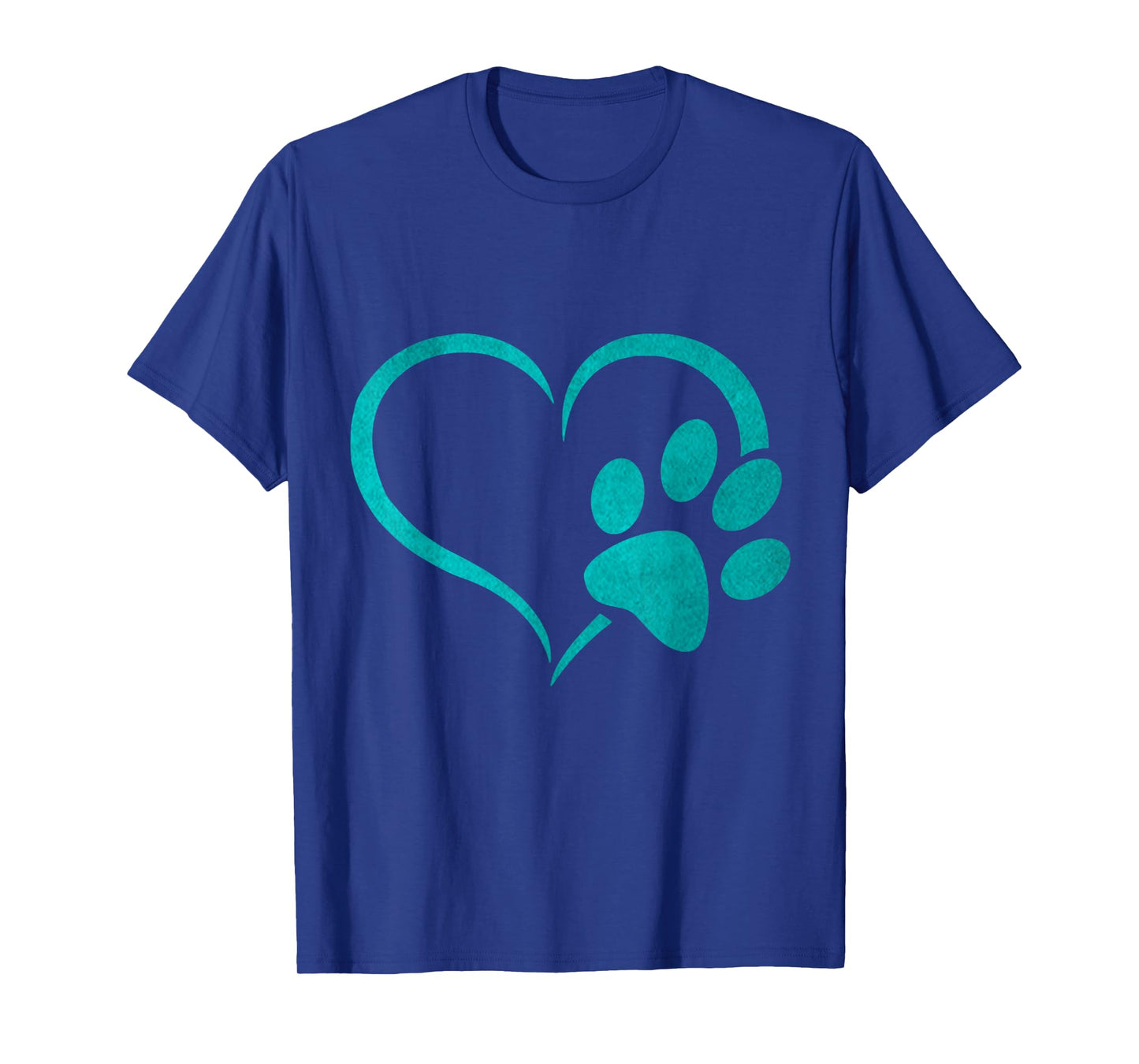 vintage Teal Dog Paw Print heart For Dogs Lover T-Shirt