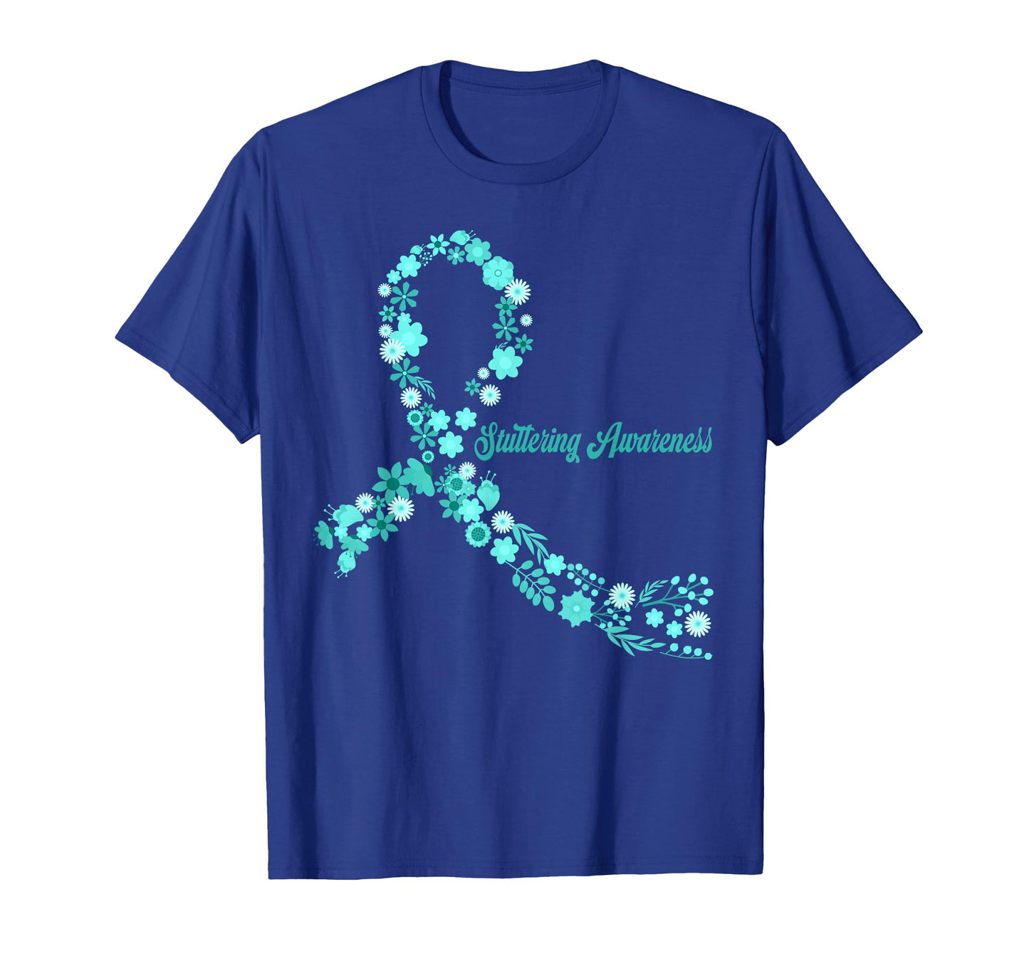 Stuttering Awareness Hippie Flower Teal Ribbon Support T-Shirt