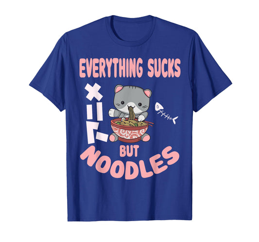 Everything sucks but noodles Pastel Goth Cat Kawaii Men Women T-Shirt