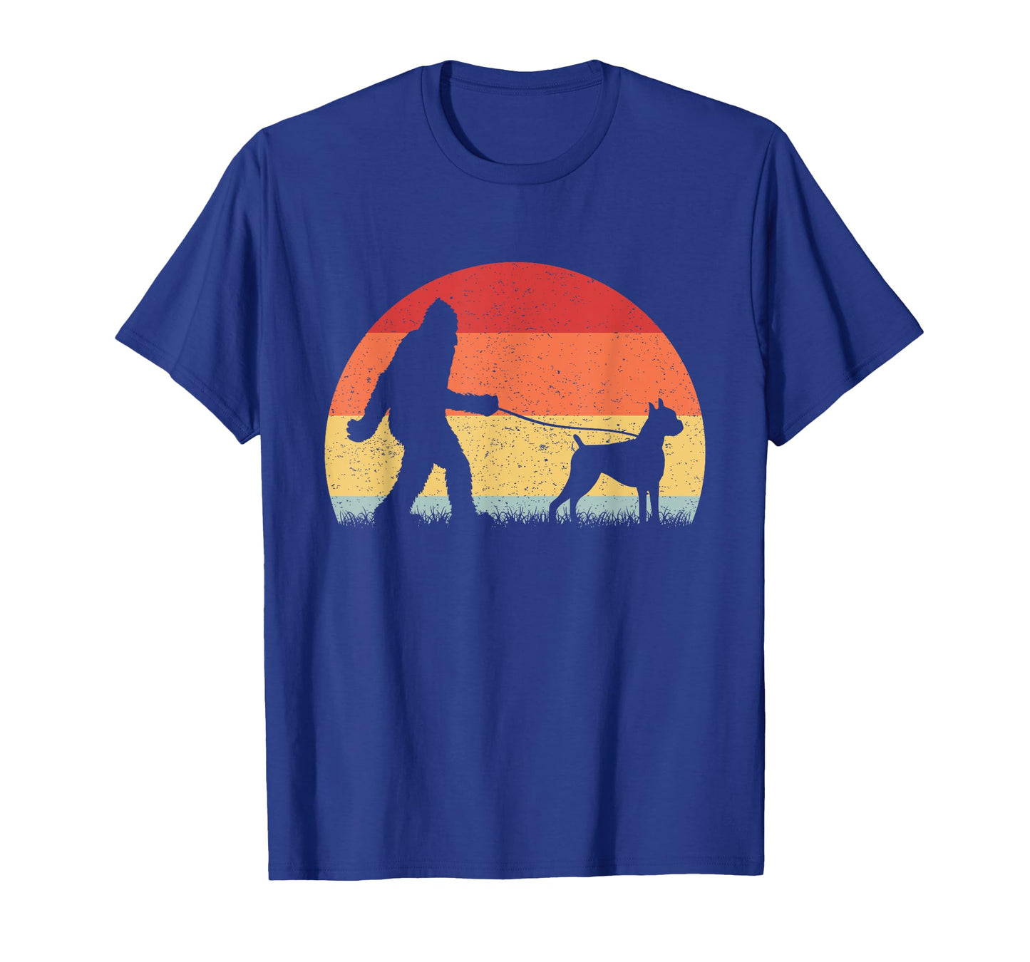 Vintage Bigfoot Walking Boxer Dog Sasquatch Funny Gifts T-Shirt