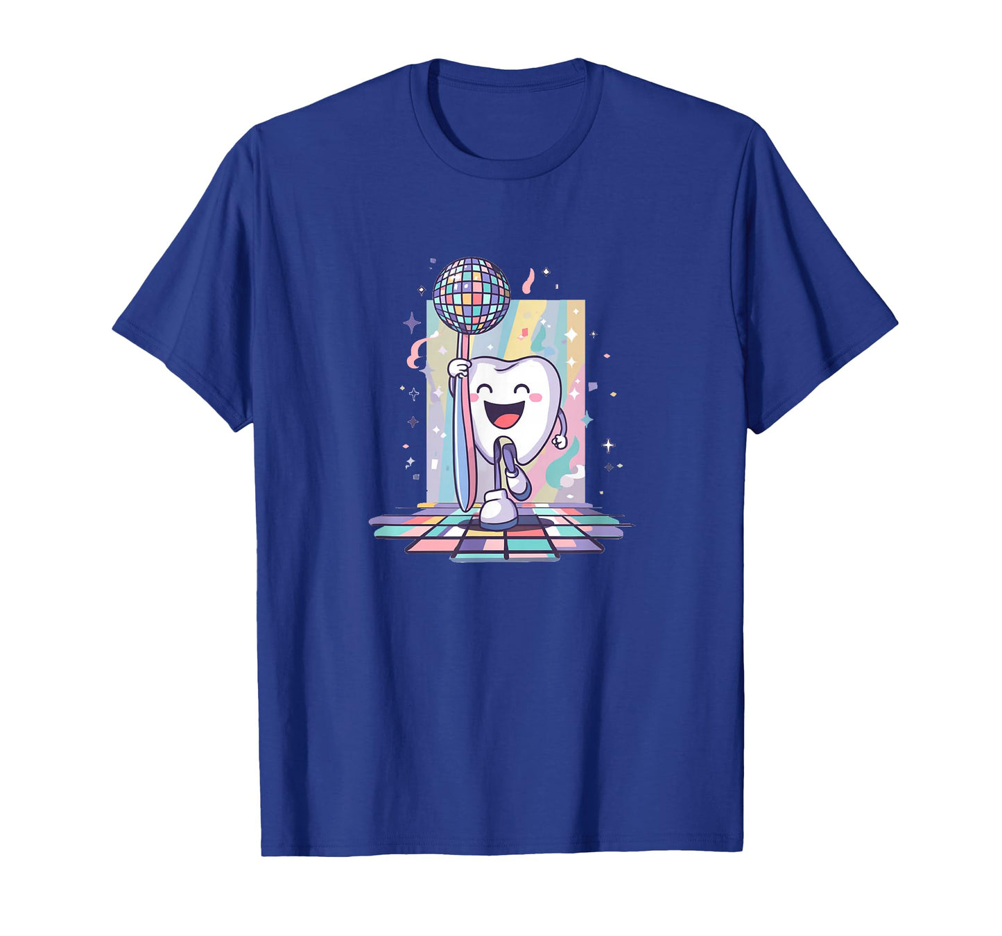 Awesome Tooth with Brush in Retro Disco for Party Lovers T-Shirt