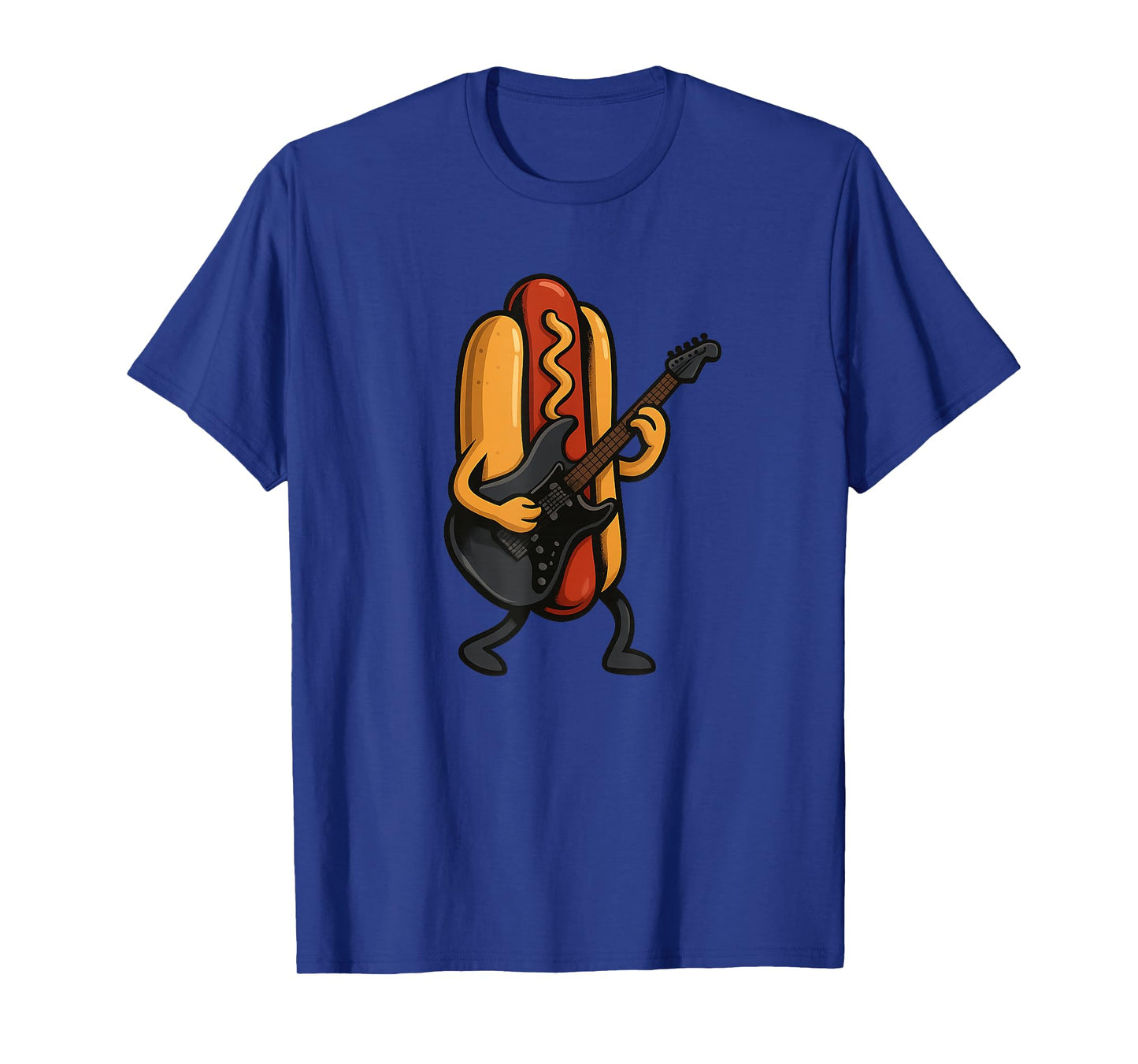 Cool Hot Dog Costume with Electric Guitar for a Rocking Look T-Shirt