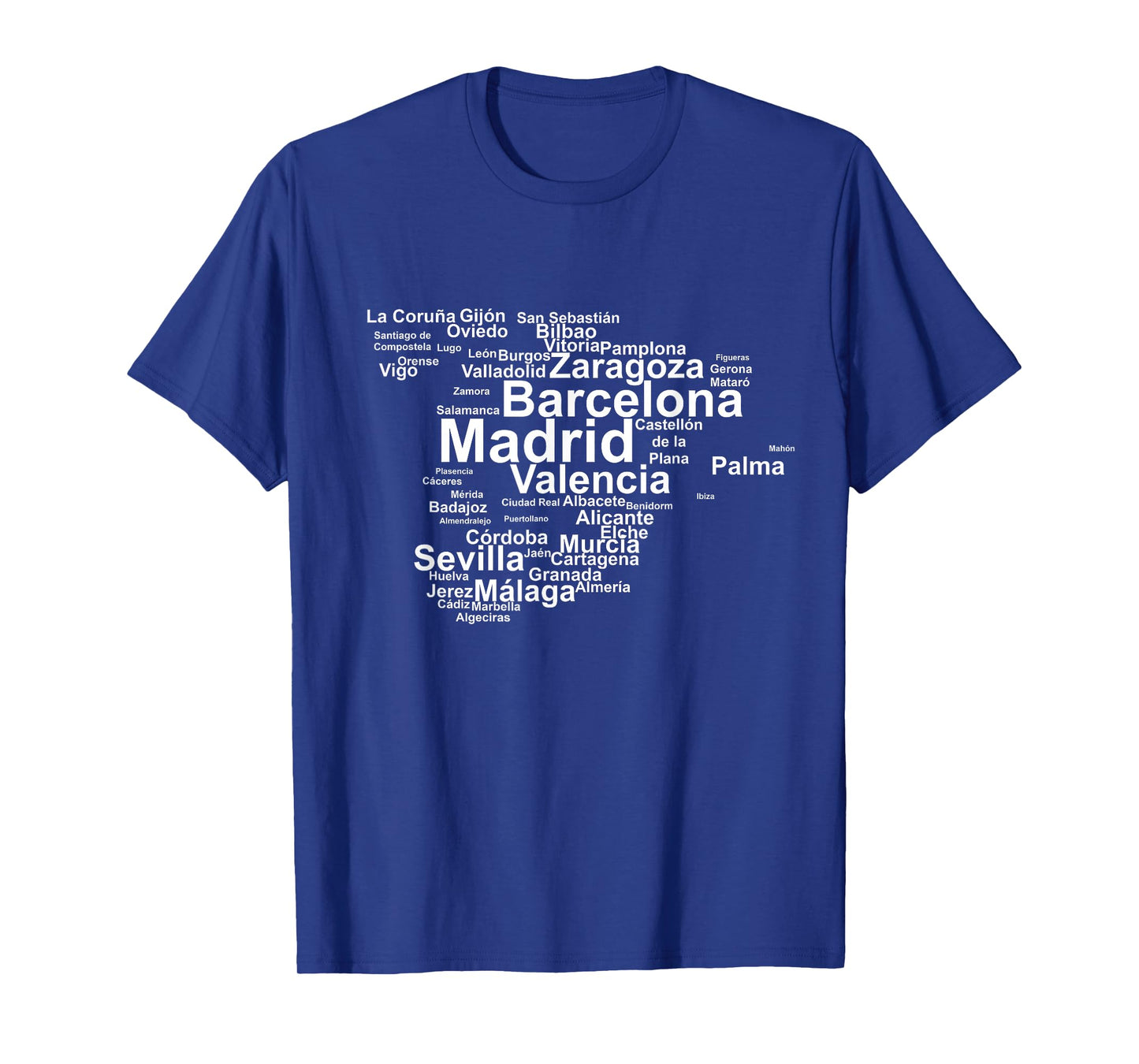 Spain Map Silhouette Towns Cities Madrid Travel Espana T-Shirt