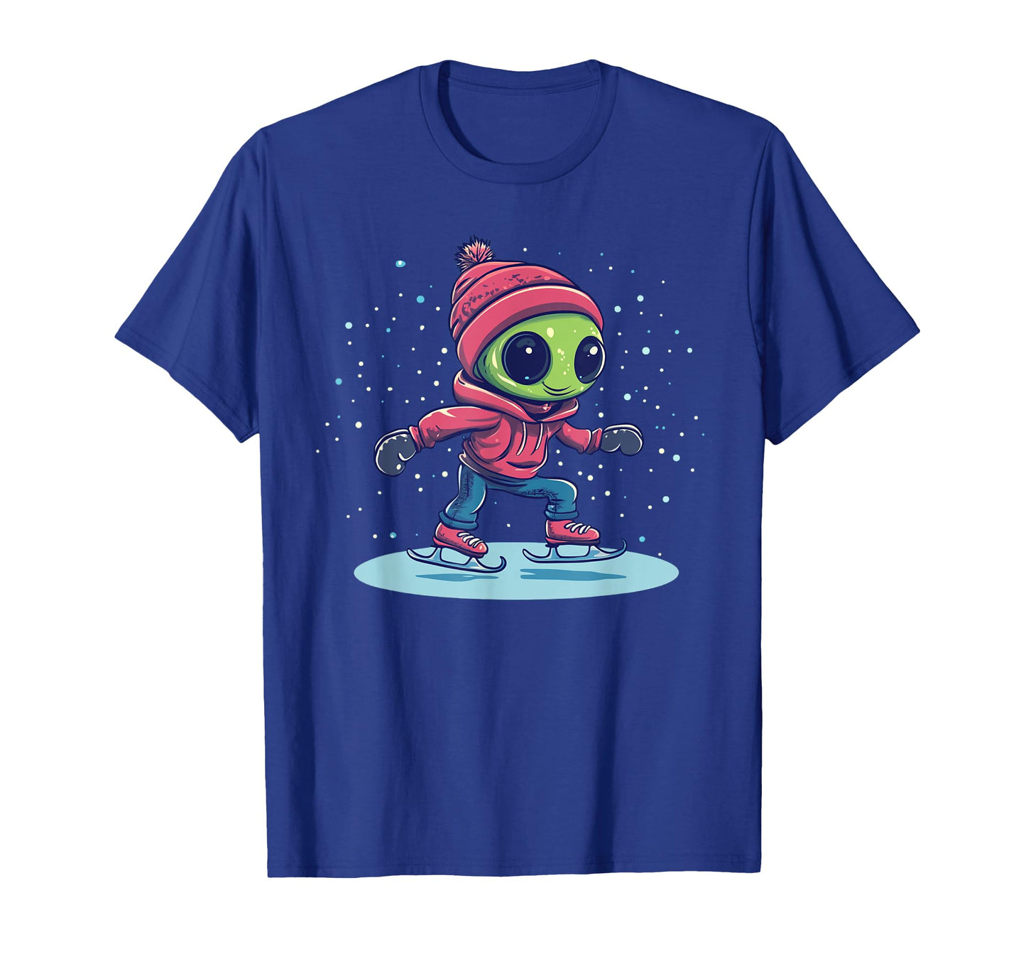 Ice Skating Alien for Cosmic Winter Fun T-Shirt