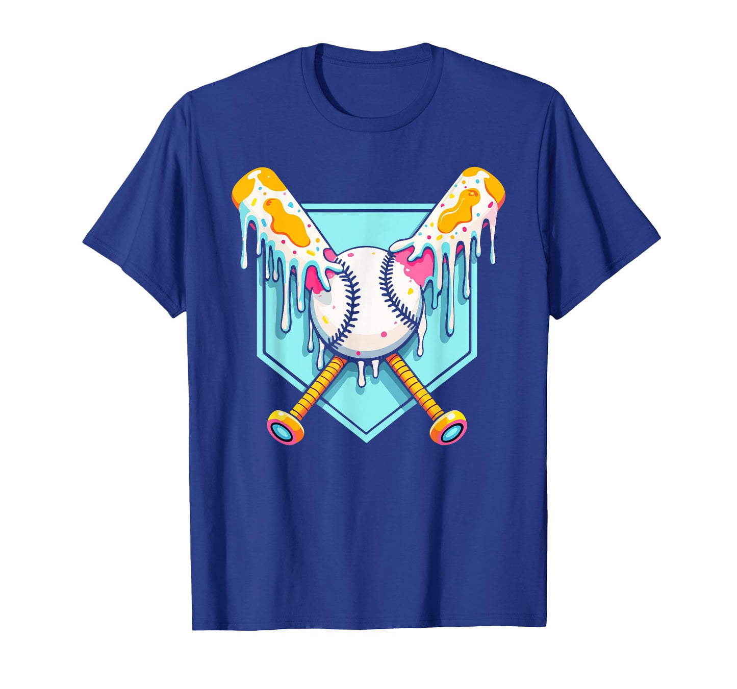 Baseball Ice Cream Dripping Baseball Home Plate Drip Boys T-Shirt