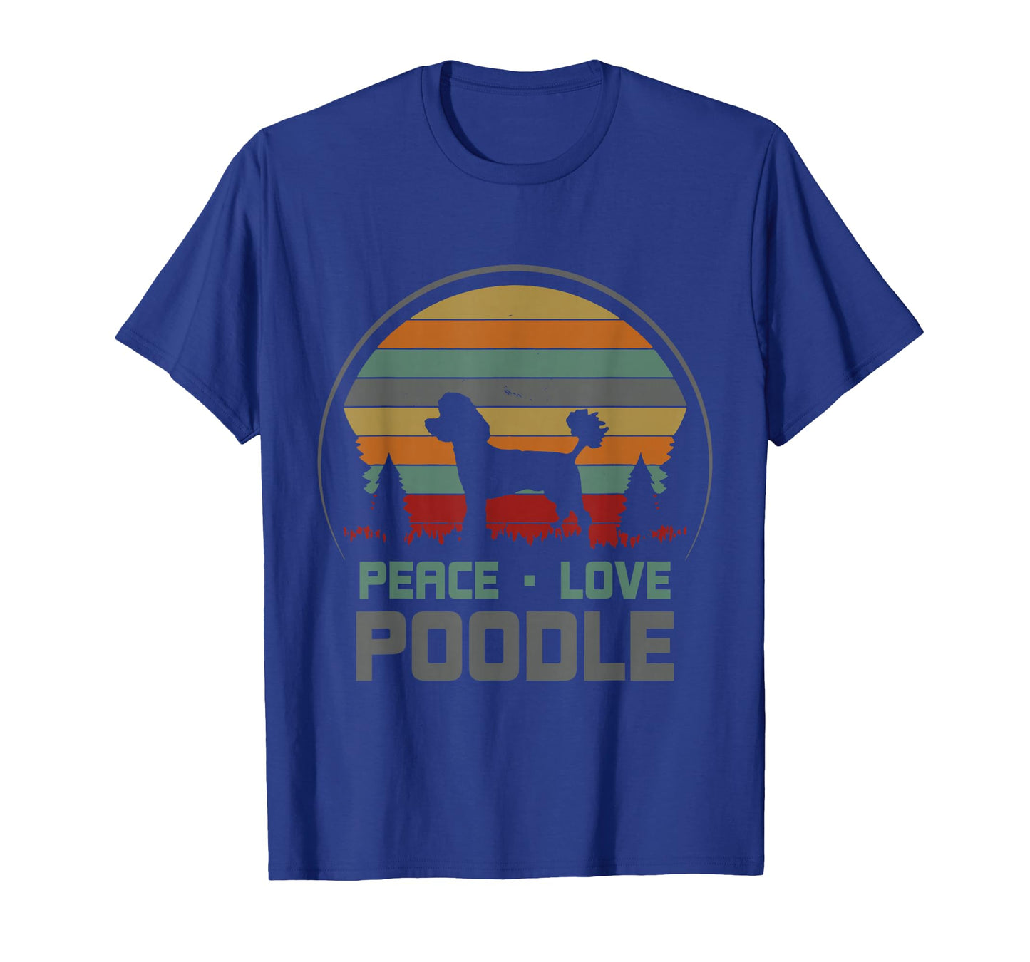 Retro Vintage Peace Love Poodle Adorable Dogs Animals Lovers T-Shirt