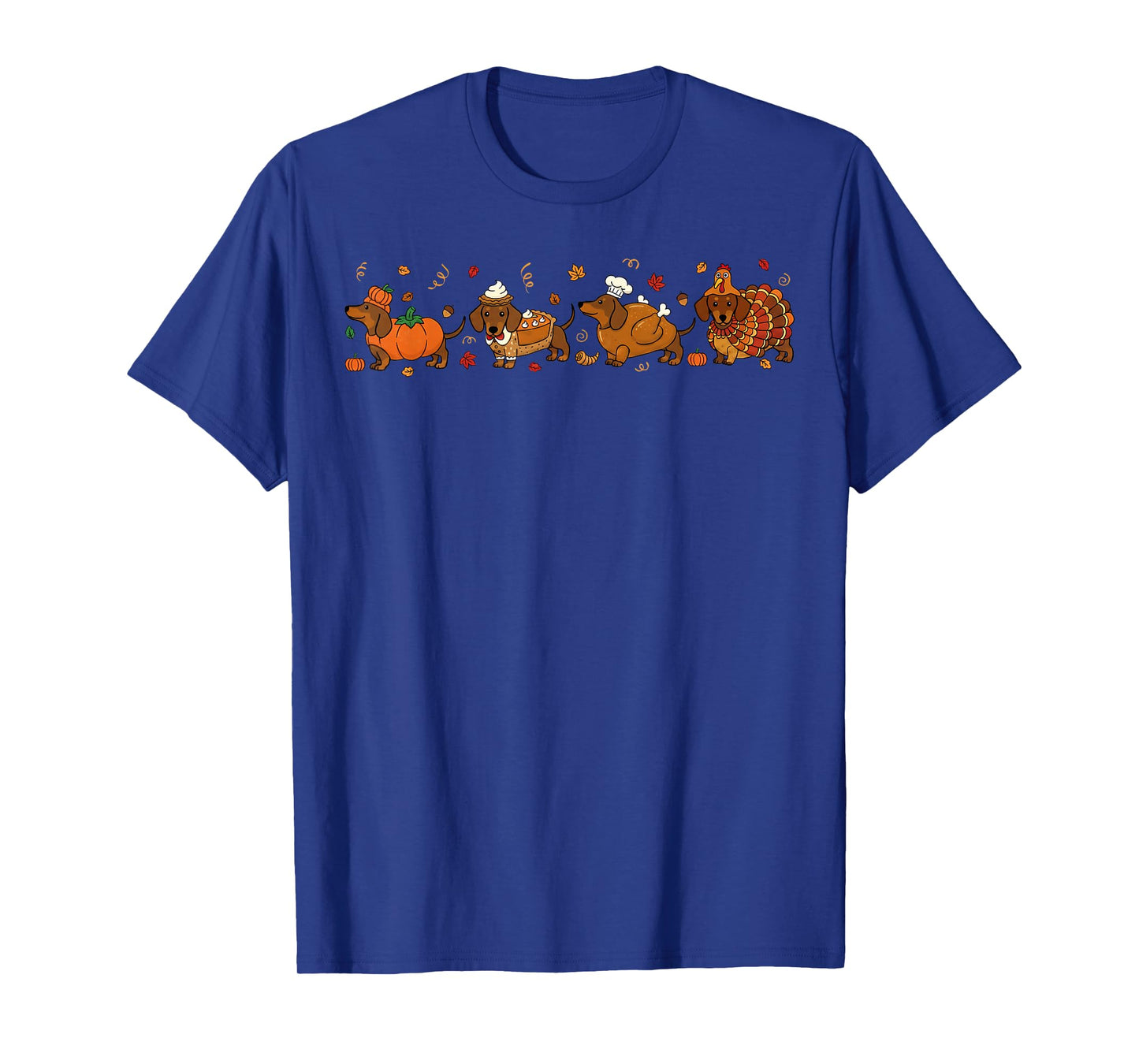 Dachshund Dog Pumpkin Pie Turkey Men Women Kid Thanksgiving T-Shirt