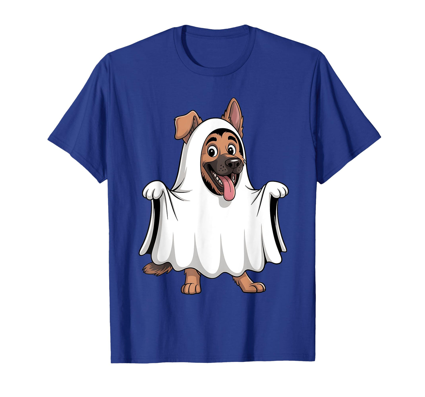 German Shepherd Dog Wearing A White Ghost Costume Halloween T-Shirt