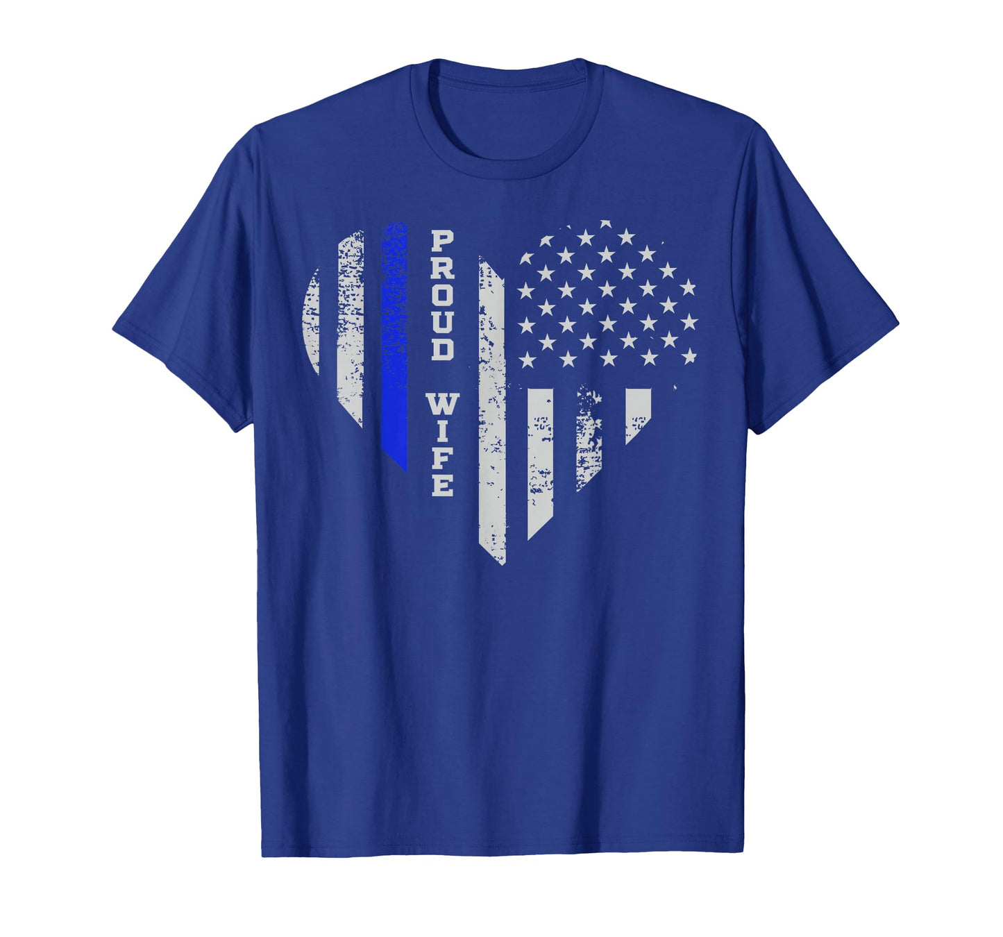 Thin Blue Line Heart T-Shirt Wife of Police Proud USA T-Shirt