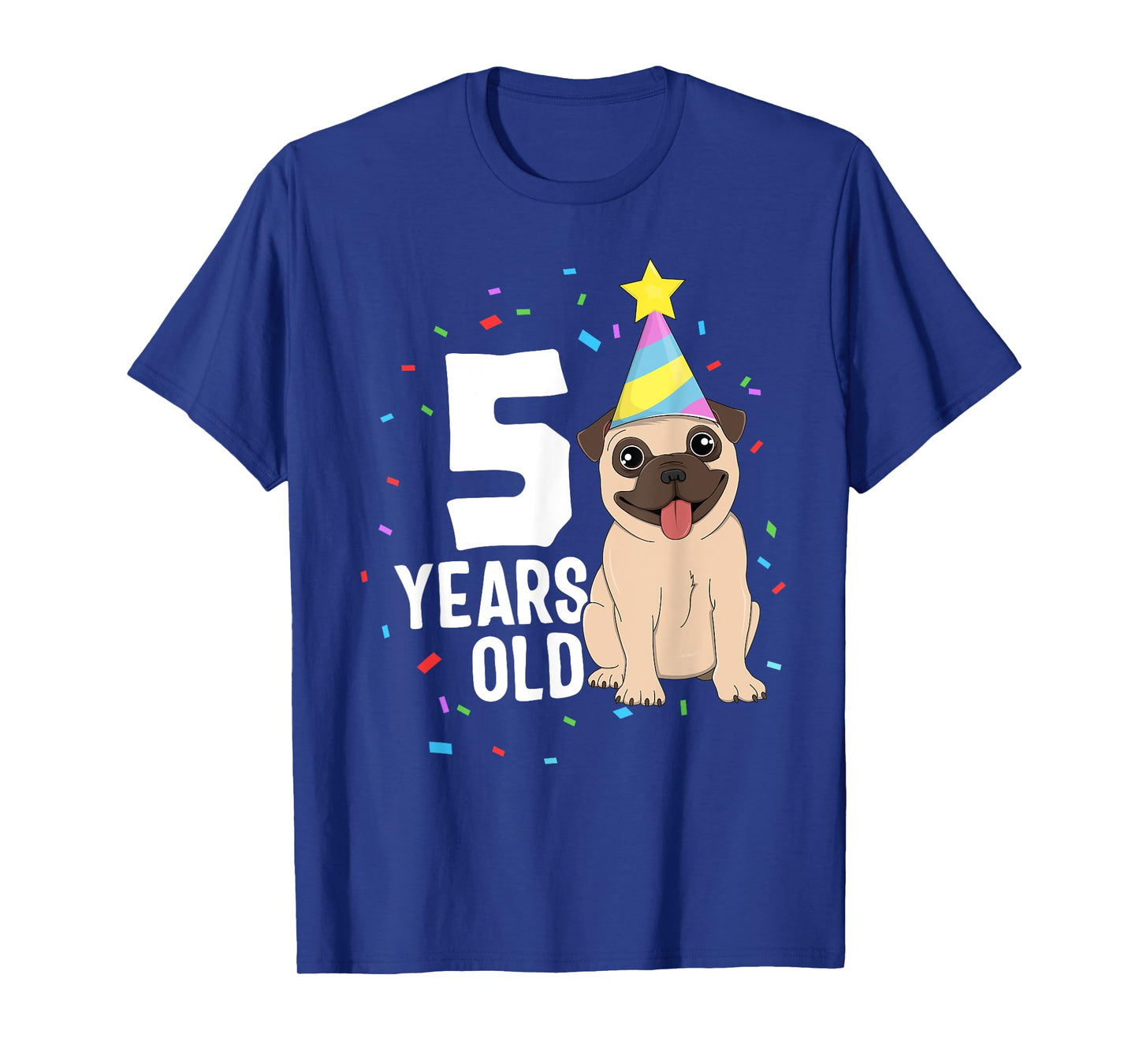 5 Years Old Birthday Pug Dog Lover Party 5th Birthday Kid T-Shirt