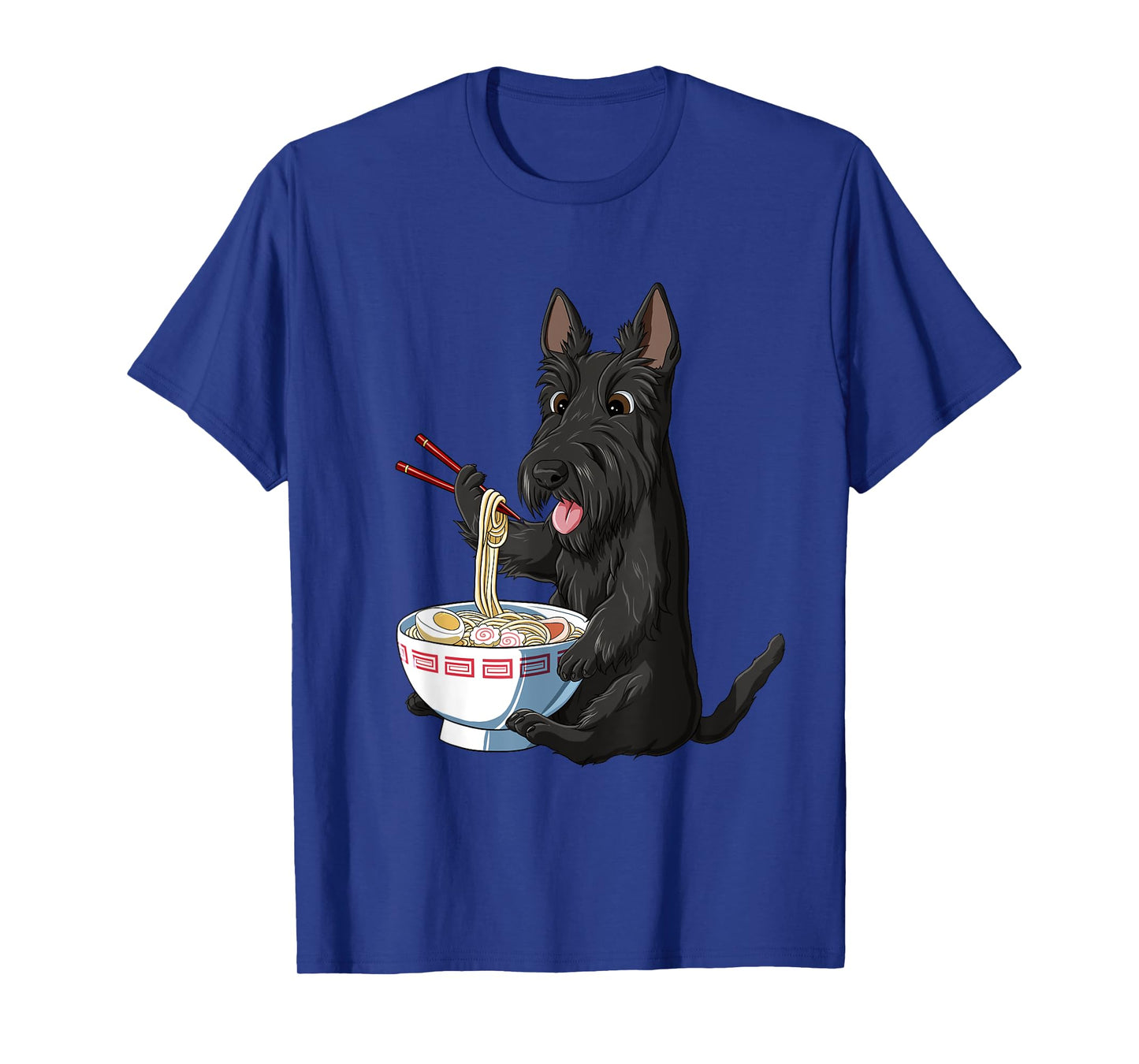 Funny Japanese Anime Dog Scottish Terrier Eating Ramen T-Shirt