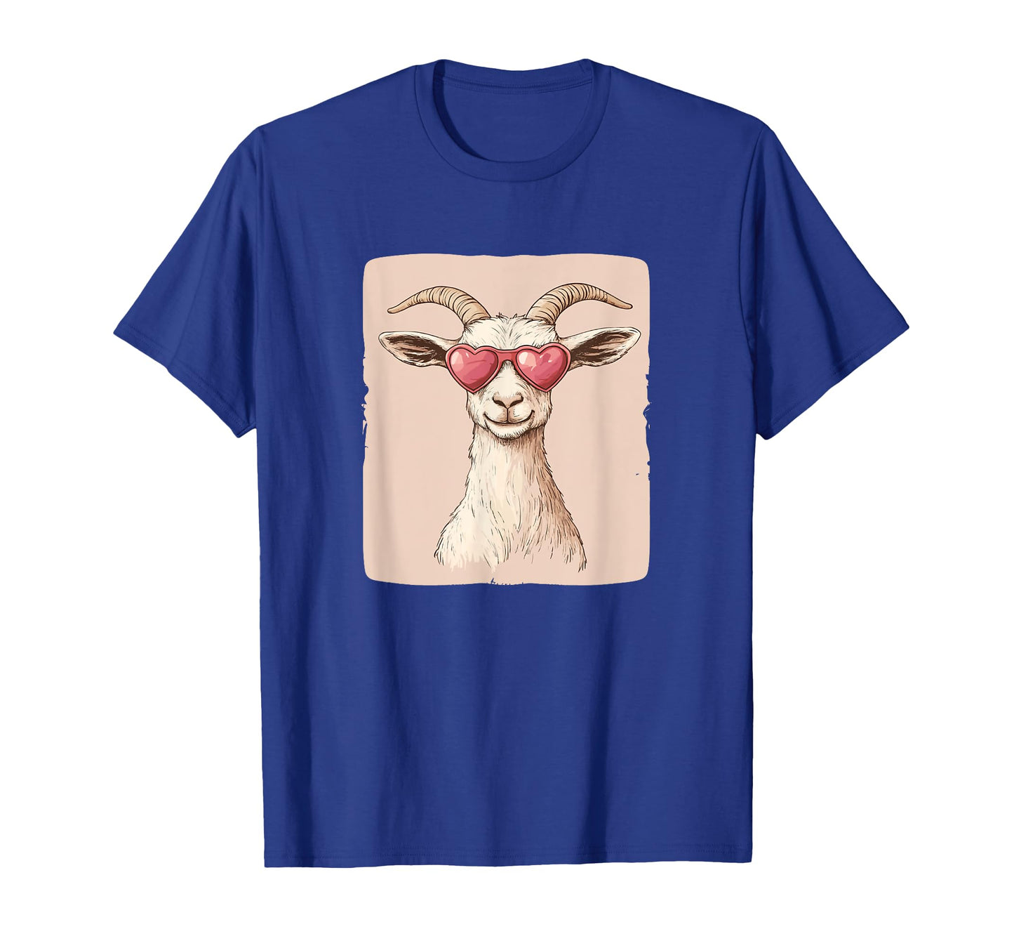 Nice Heart Sunglasses with Funny Goat Face Outfit T-Shirt