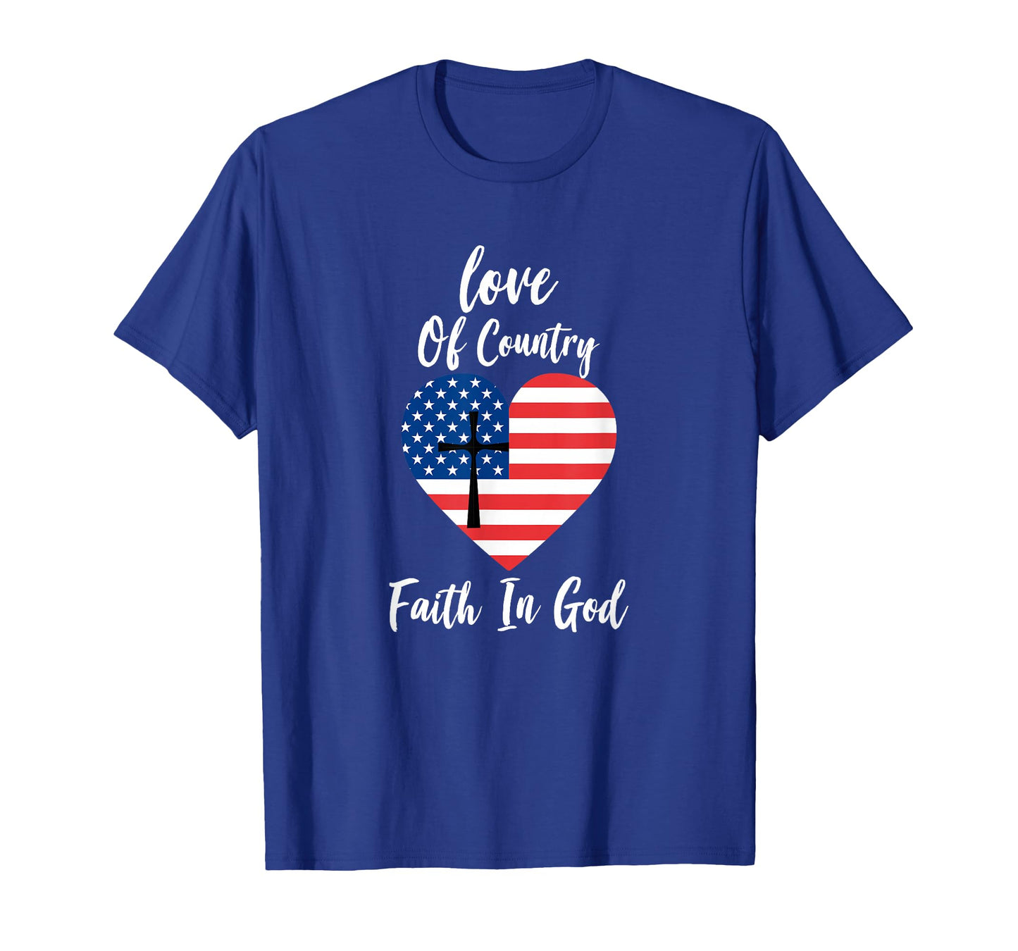 Patriotic Christian Faith In God Heart Cross American Flag T-Shirt