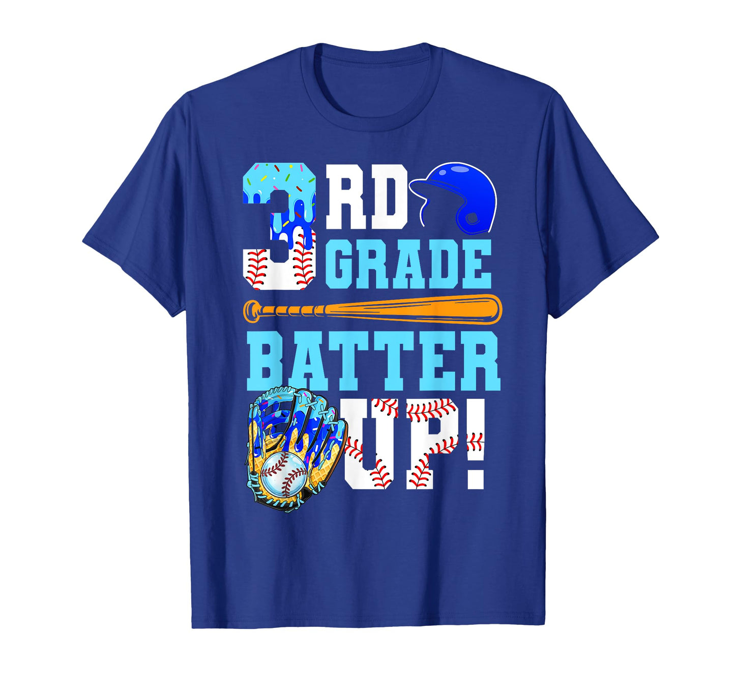 3rd Grade Back To School Baseball Drip Ice Cream Batter Up T-Shirt