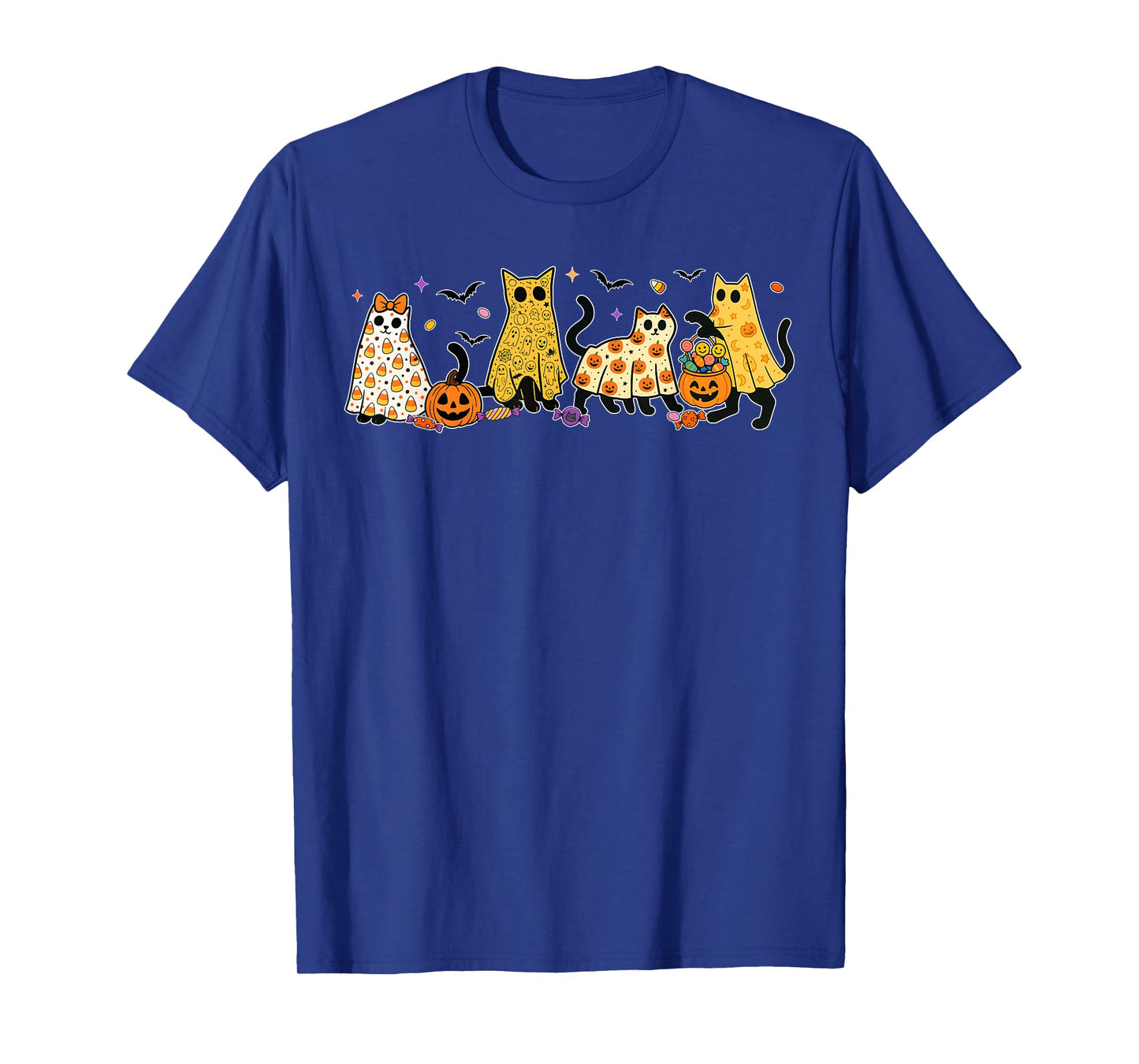 Retro Floral Boo Ghost Pumpkin Bow Halloween Women Kids T-Shirt