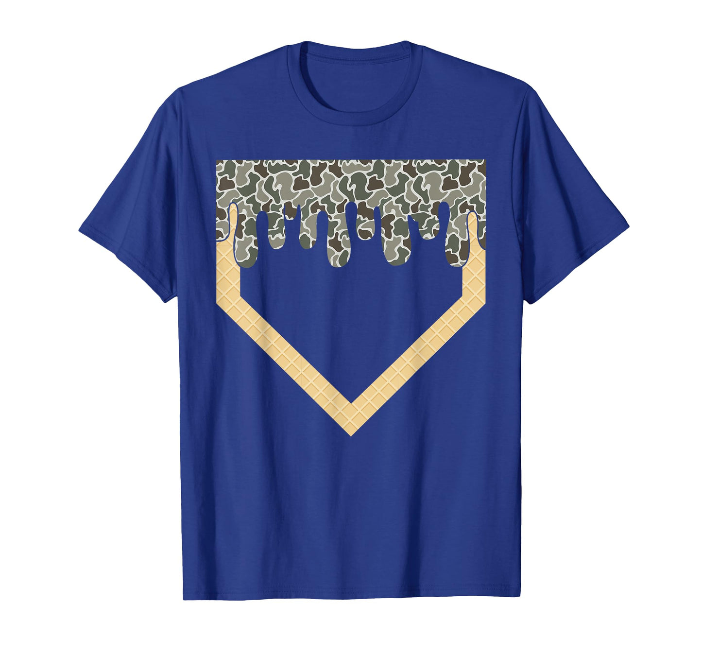 Camo Baseball Ice Cream Drip Home Plate Baseball Lifestyle T-Shirt