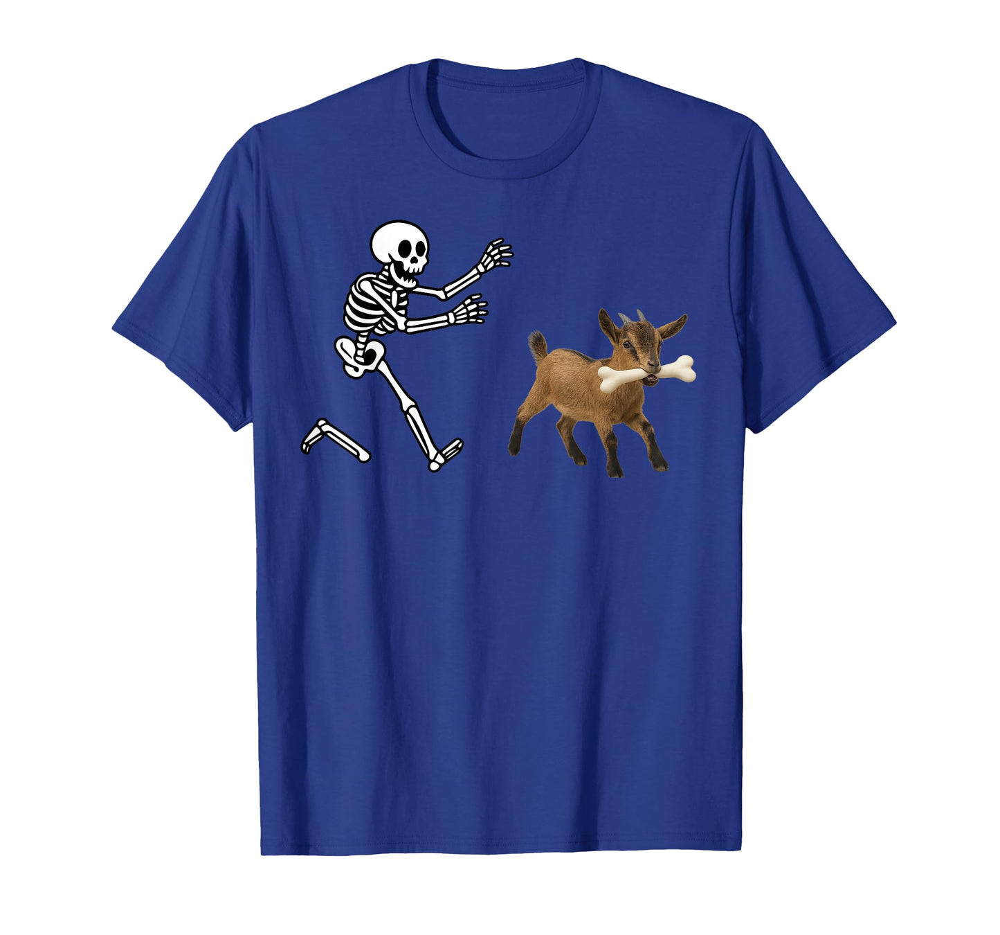 Funny Goat Running Skeleton Halloween T-Shirt