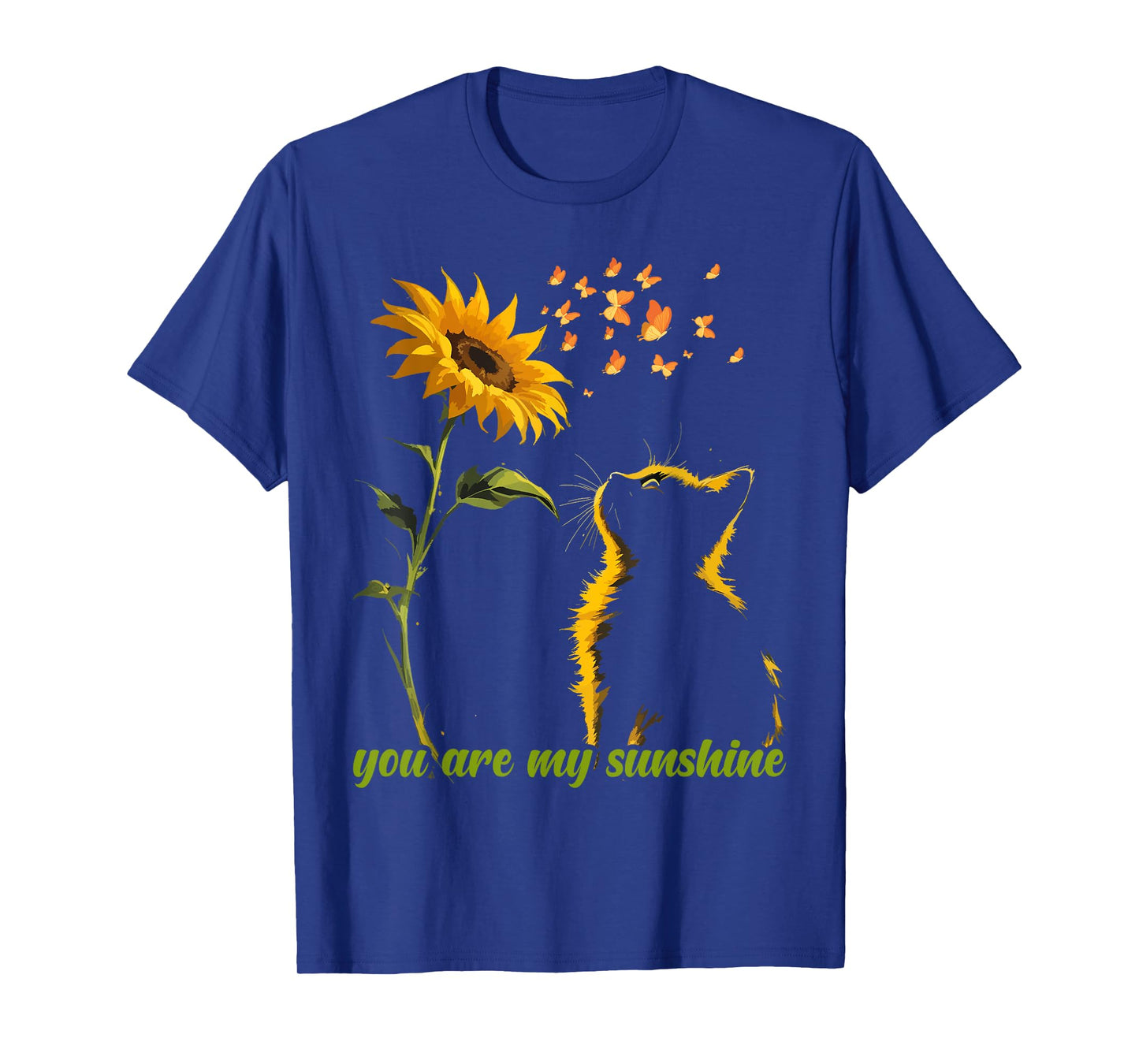 Sitting Yellow Kitten Sunflower Fragrance Butterfly T-Shirt