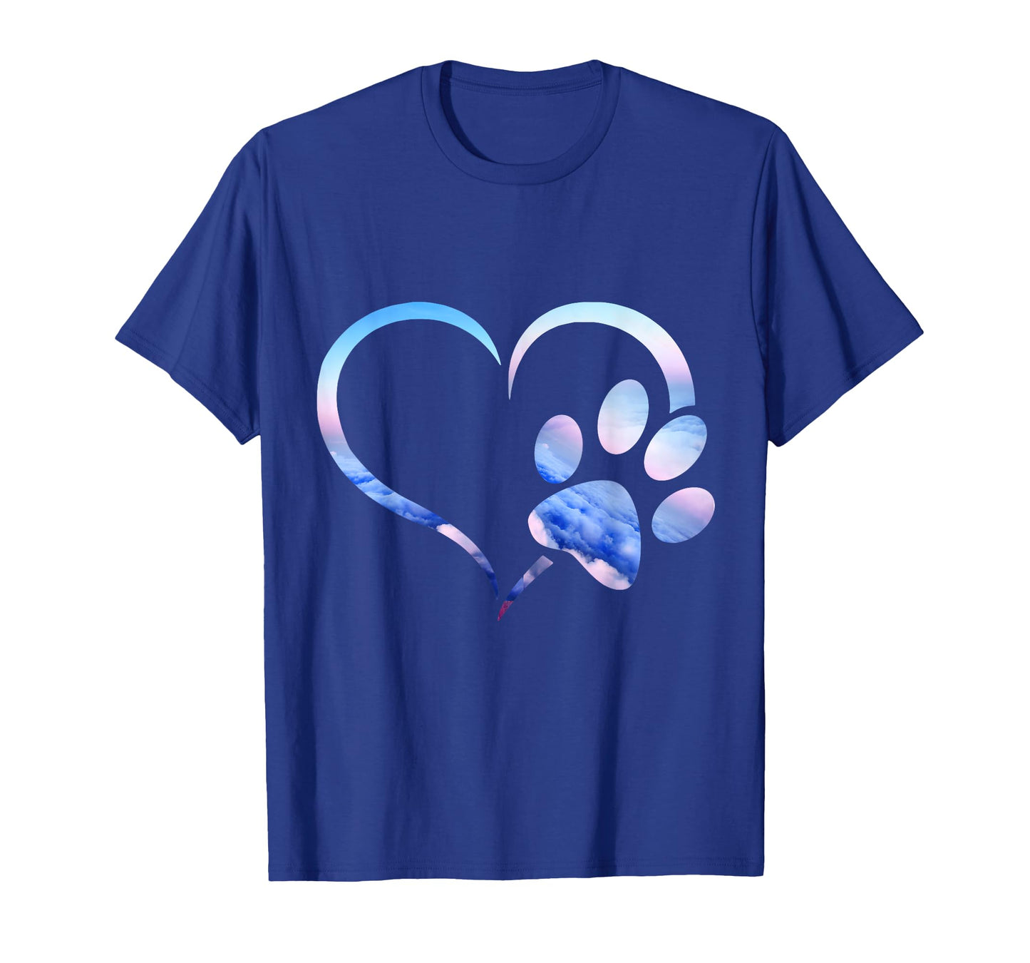 Blue pink Ombre Dog Paw Print heart For Dogs Lover T-Shirt for Men Women Girls Kids
