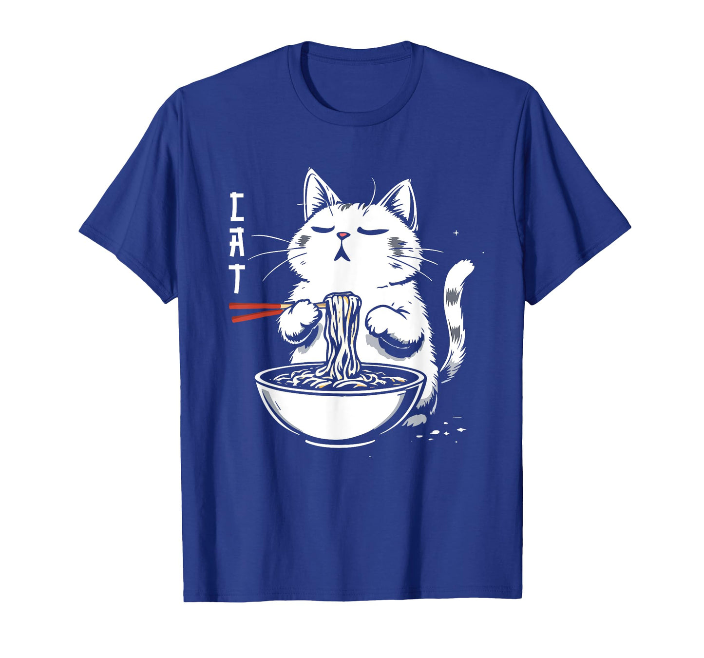 Anime Manga Cute Kawaii Cat Eating Noodle Japan Streetwear T-Shirt
