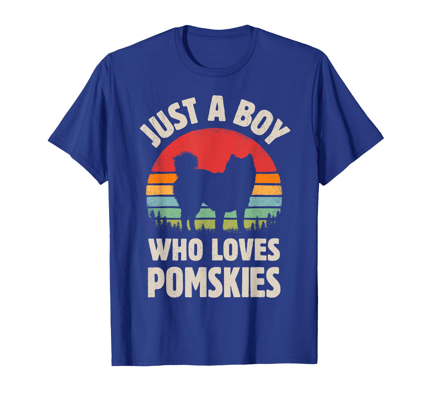 Pomsky Just A Boy Who Loves Pomskies Retro Vintage Sunset T-Shirt