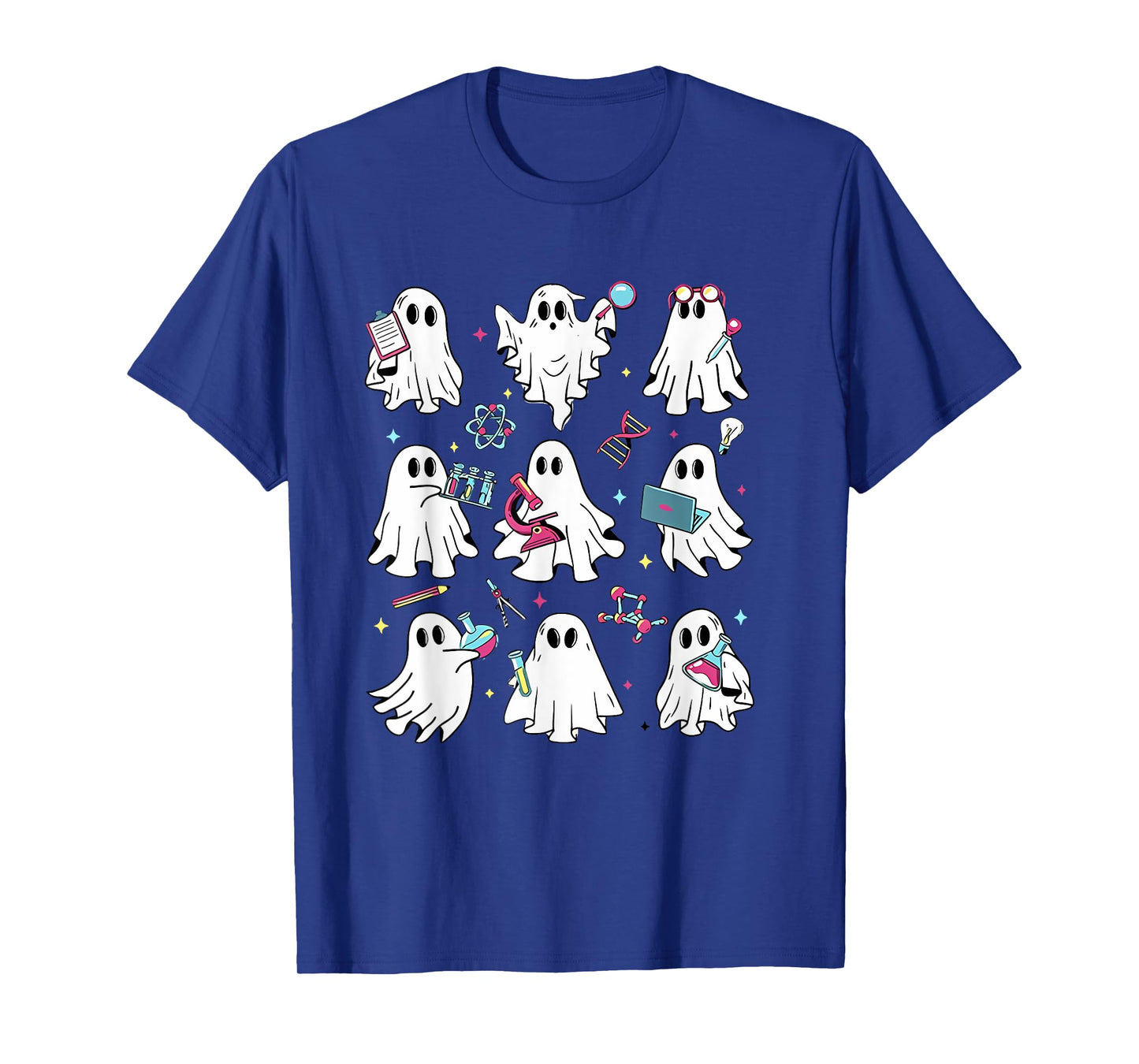 Retro Halloween Science Teacher Ghost Laboratory Teacher T-Shirt