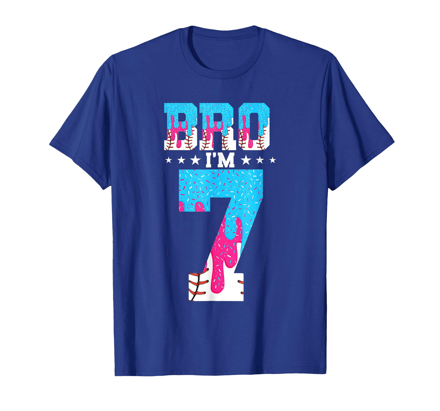 Bro 7th Birthday Boy Baseball Ice Cream Drip 7 Year Old Boy T-Shirt