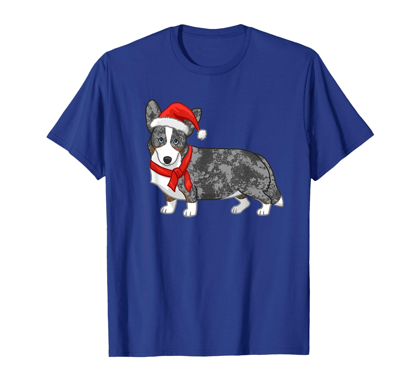 Cute Blue Merle Cardigan Corgi Christmas Santa Hat T-Shirt