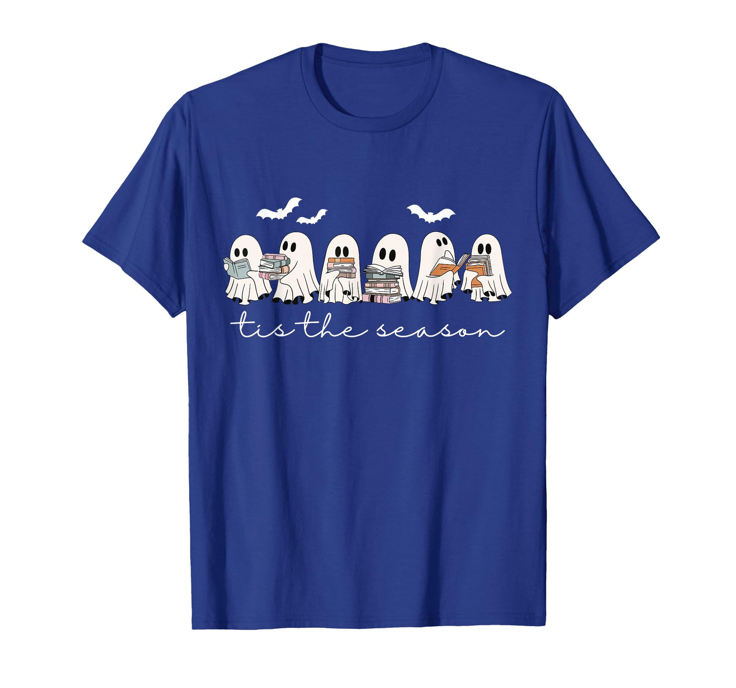 Cute Funny Ghosts Reading Books Tis The Season Halloween T-Shirt