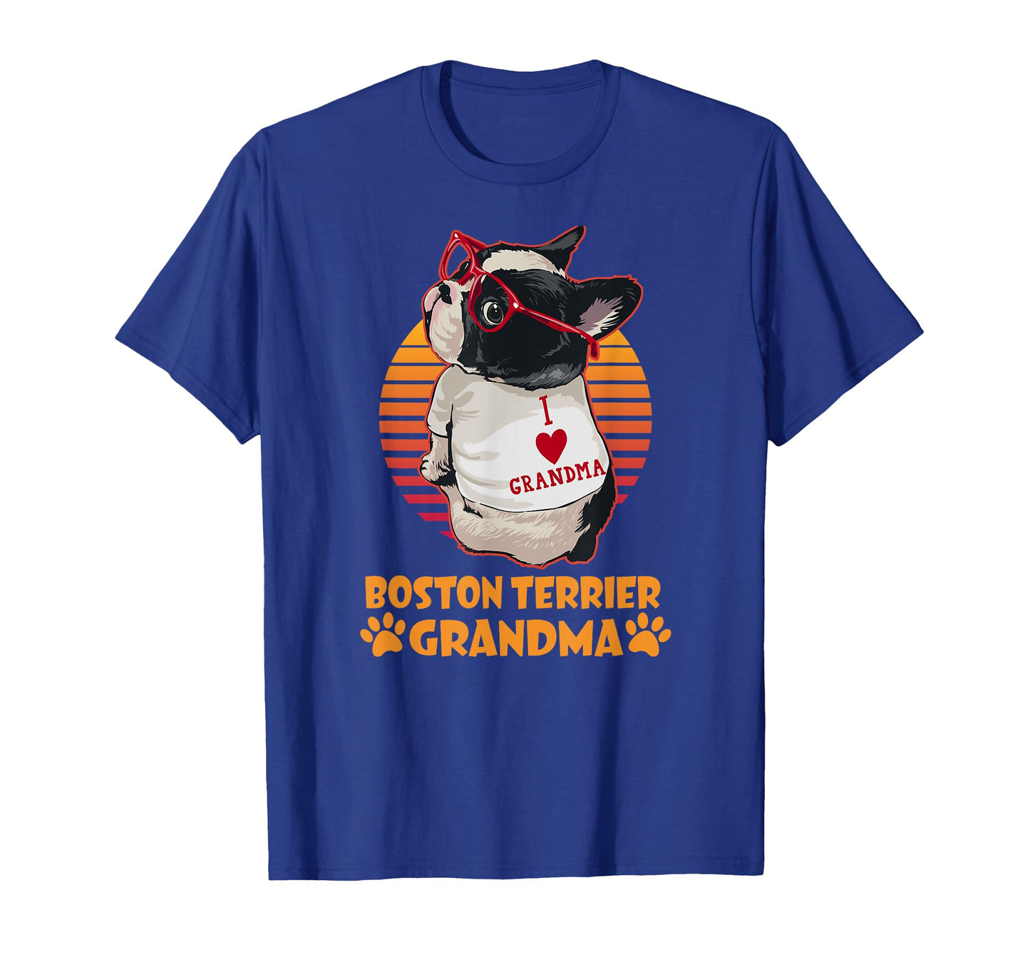 Vintage Boston Terrier Grandma Wear Sunglasses Dog Lover Men Women Girls Kids T-Shirt