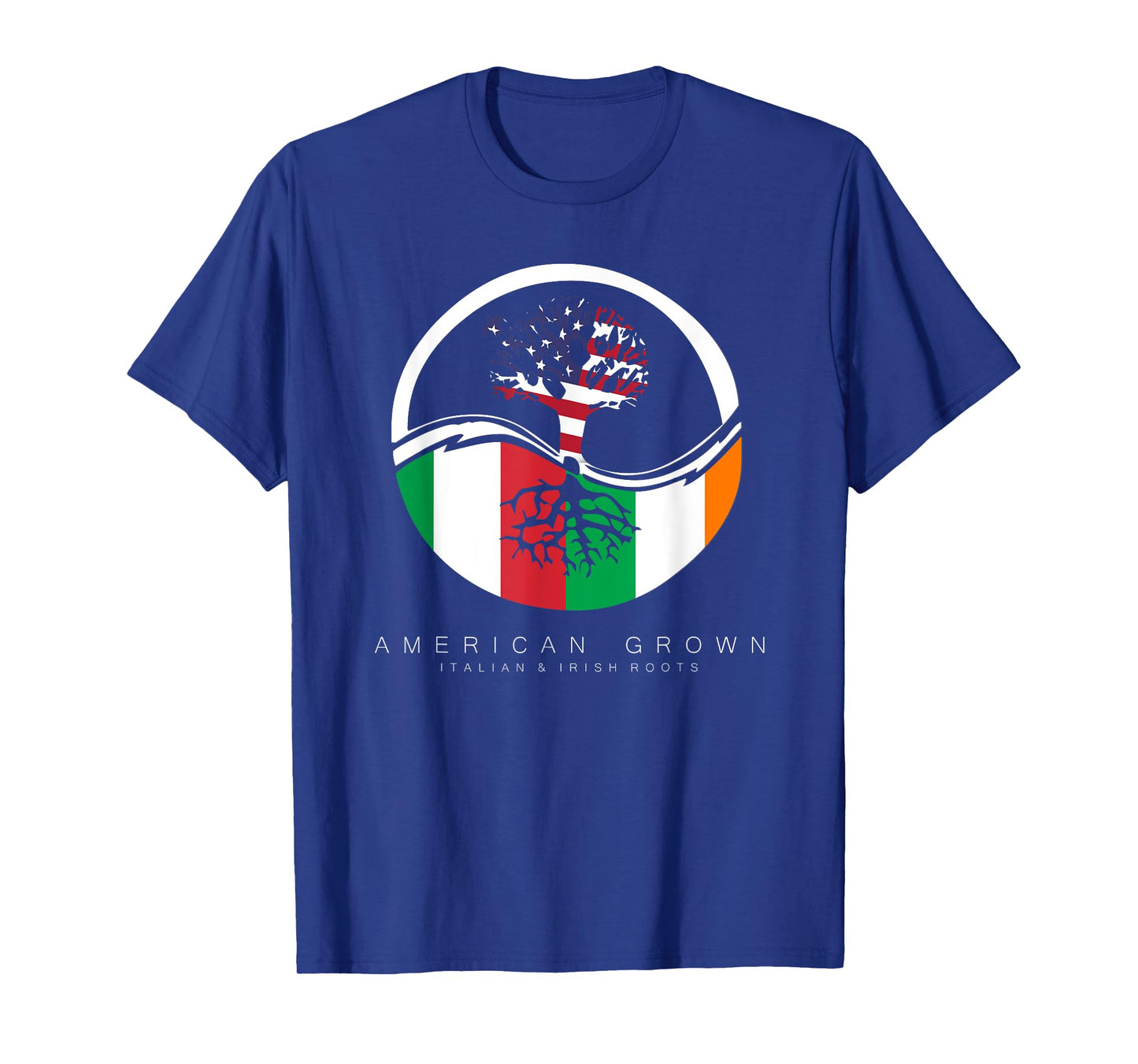 Italian Irish Roots - American Grown with Flag T-Shirt